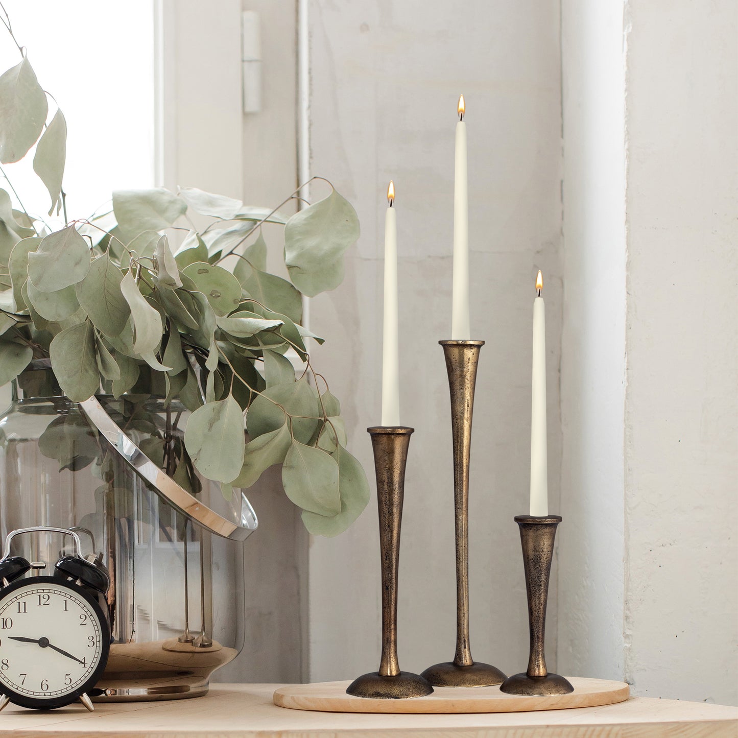 Buxton Set of 3 Candlesticks Antique Brass Finish
