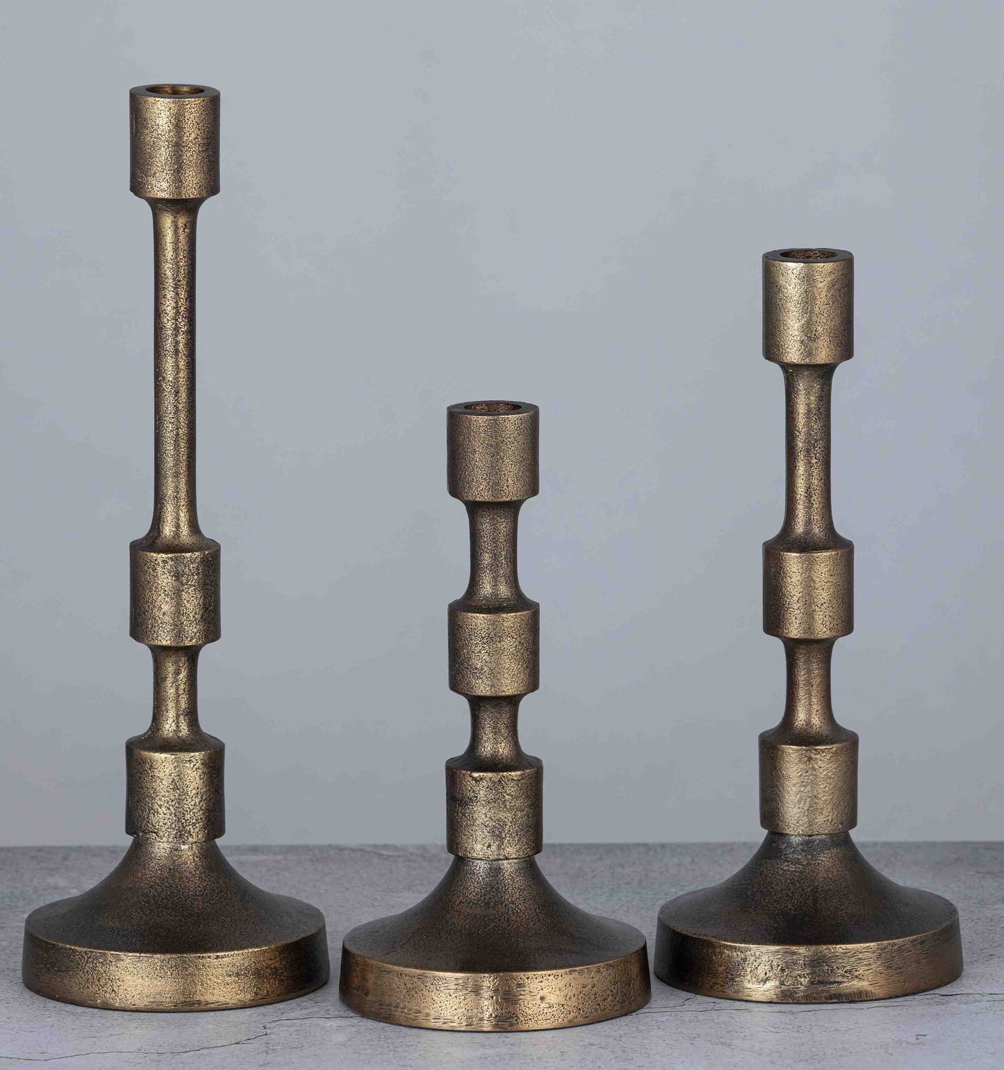Camden Set of 3 Candlesticks Antique Brass Finish