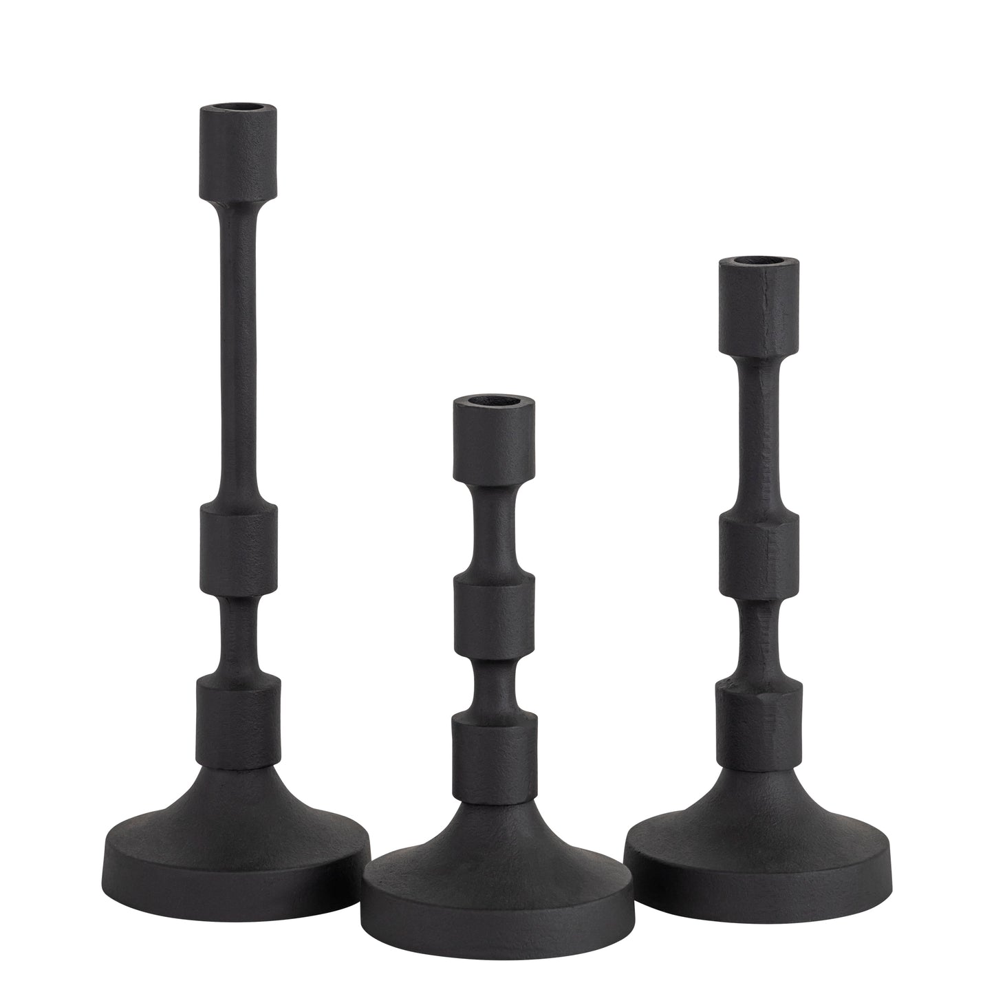 Camden Set of 3 Candlesticks Matte Black Finish