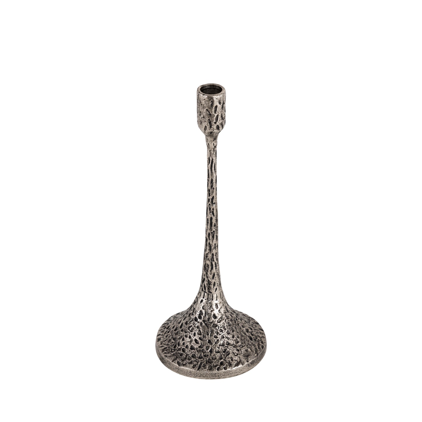 Devon Set of 2 Textured Candlesticks Antique Silver Finish