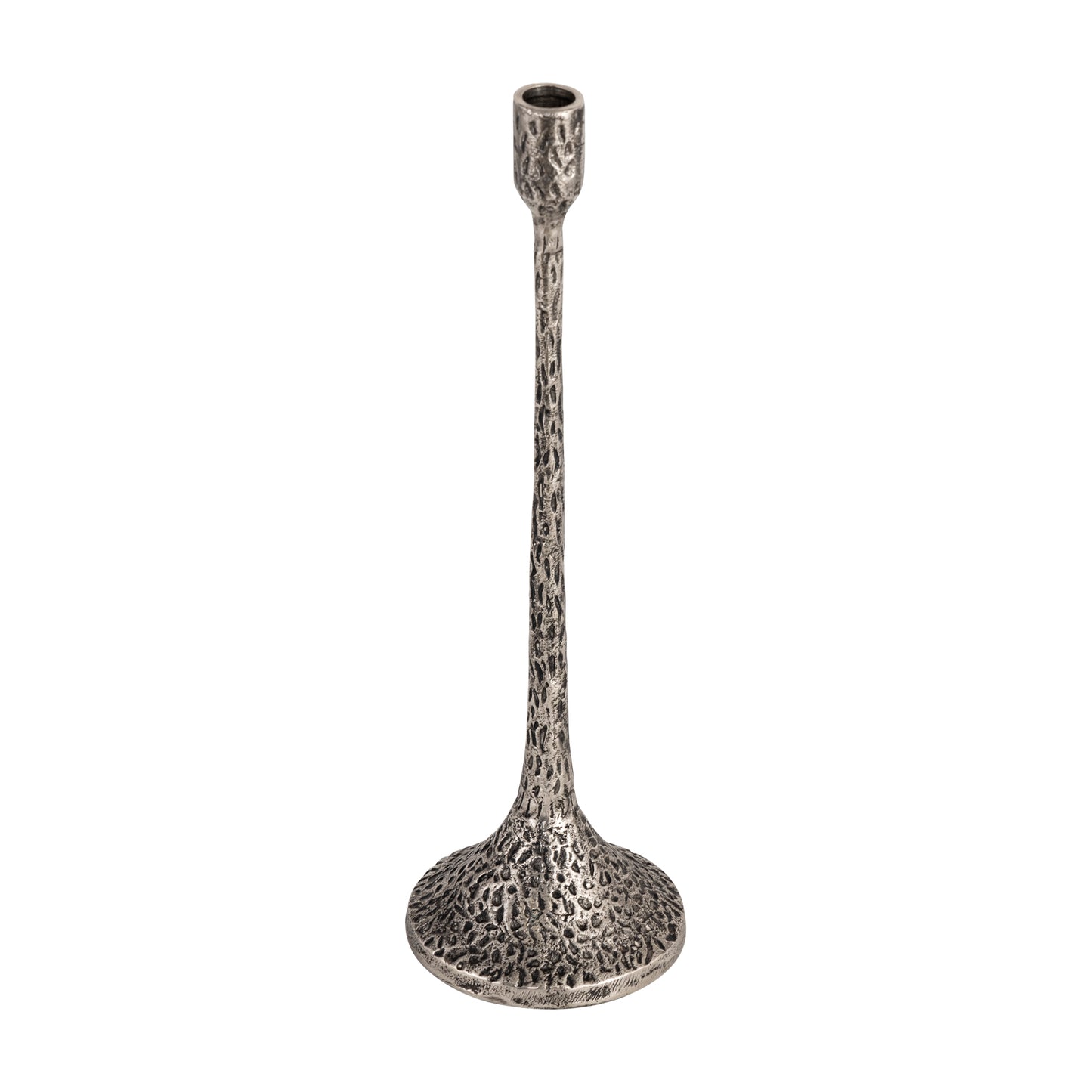 Devon Set of 2 Textured Candlesticks Antique Silver Finish