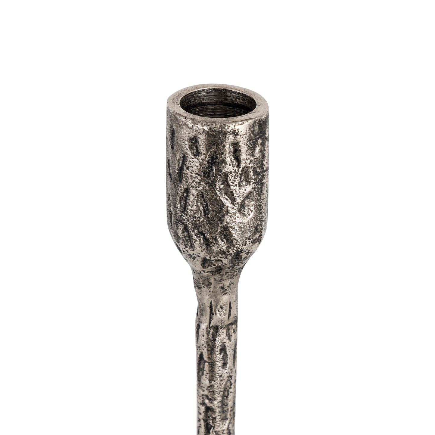 Devon Set of 2 Textured Candlesticks Antique Silver Finish