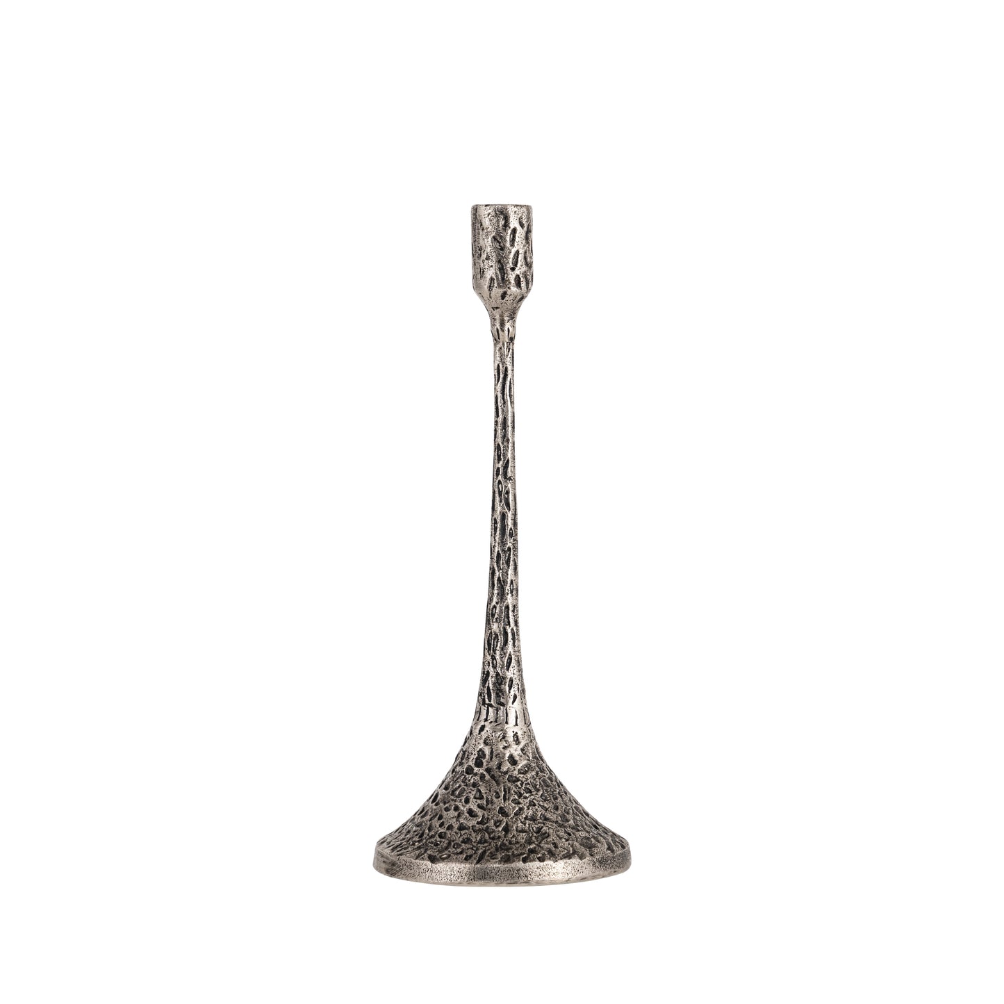 Devon Set of 2 Textured Candlesticks Antique Silver Finish
