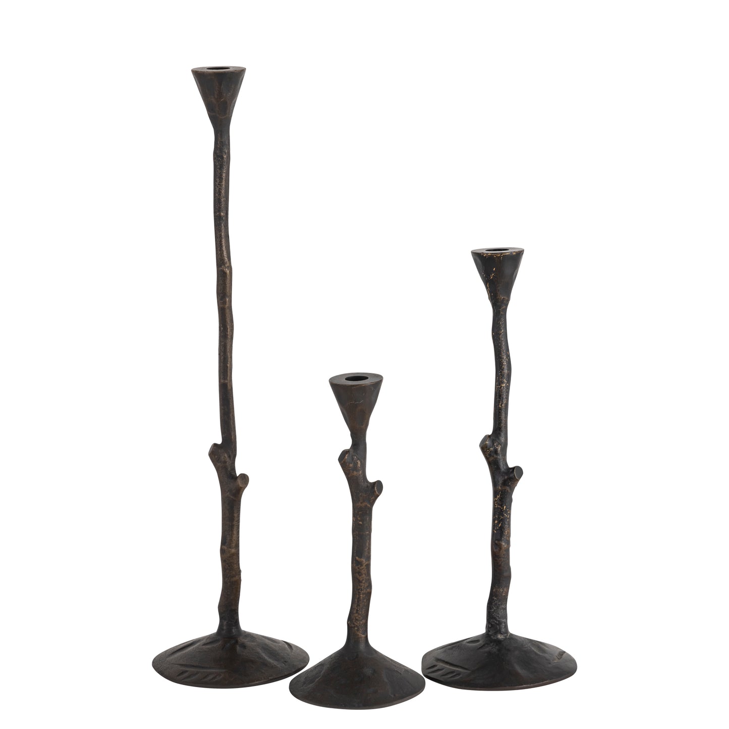 Eden Set of 3 Twig Candlesticks Antique Bronze Finish