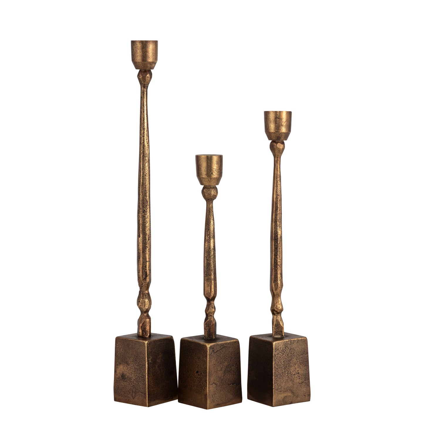 Epping Set of 3 Candlesticks Antique Gold Finish