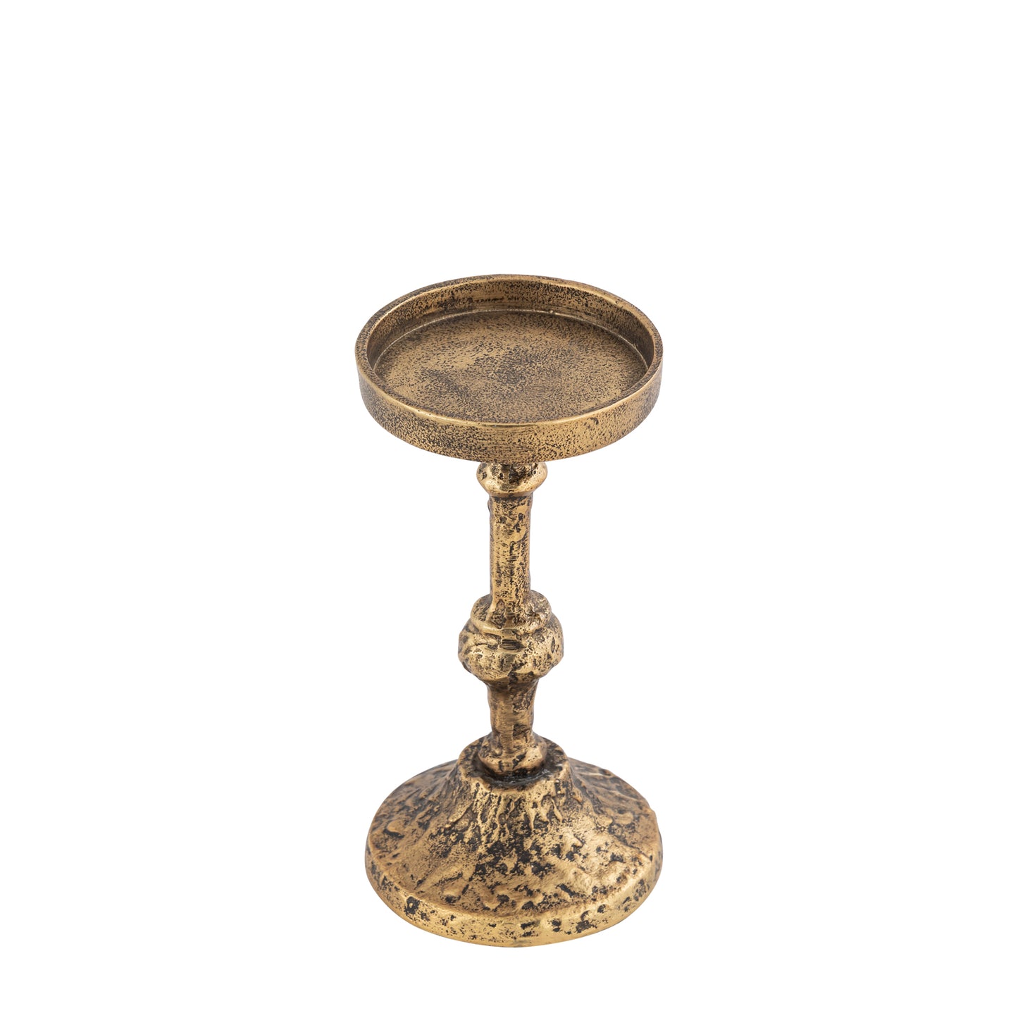 Decorative gold candle holder on a white background