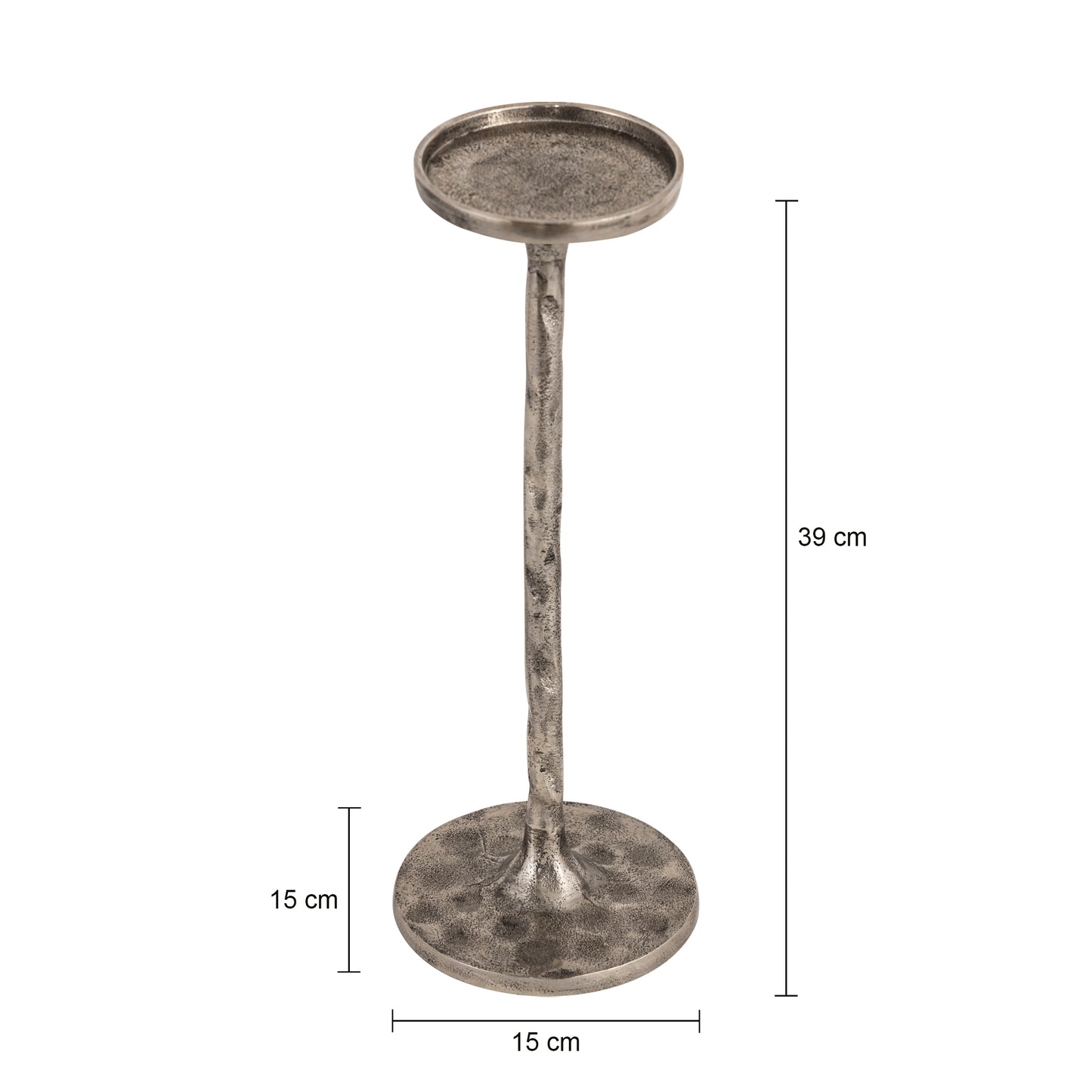 Marlow Set of 2 Hammered Candlesticks Antique Silver Finish