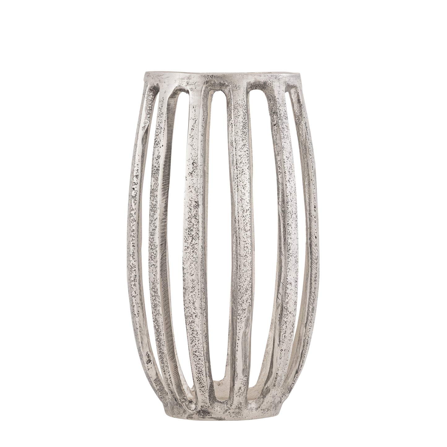 Matlock Arched Metal Pillar Candle Holder Antique Silver (19cm X 30cm)