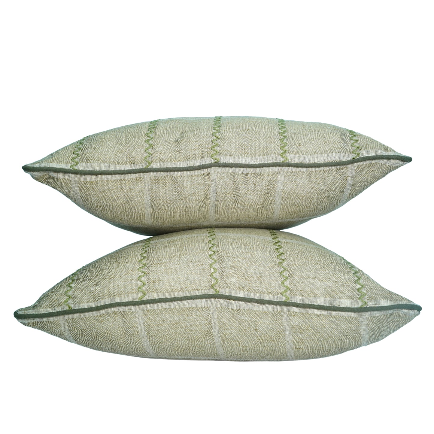 Beige Woven Linen Cushion Cover with Embroidered Detail – 45cm