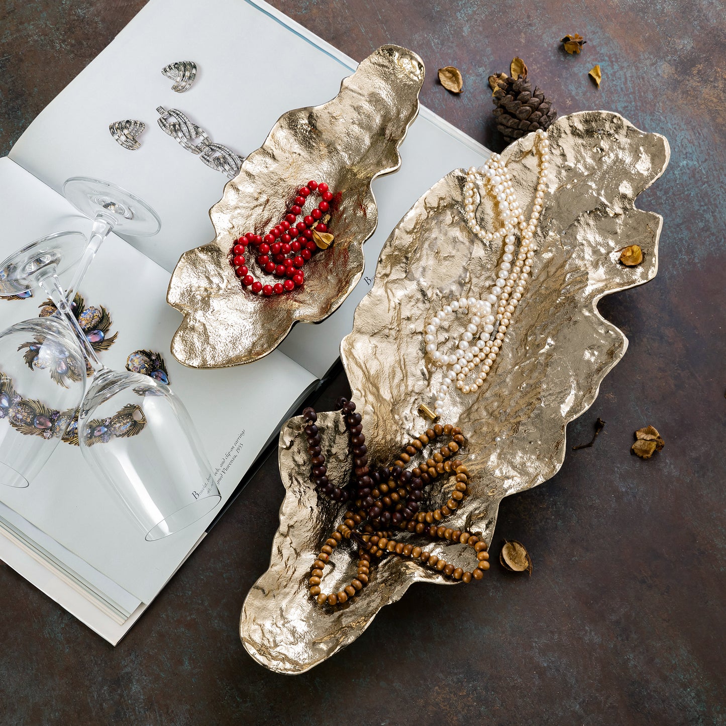 Tilbury Set of 3 Decorative Trays Gold Finish
