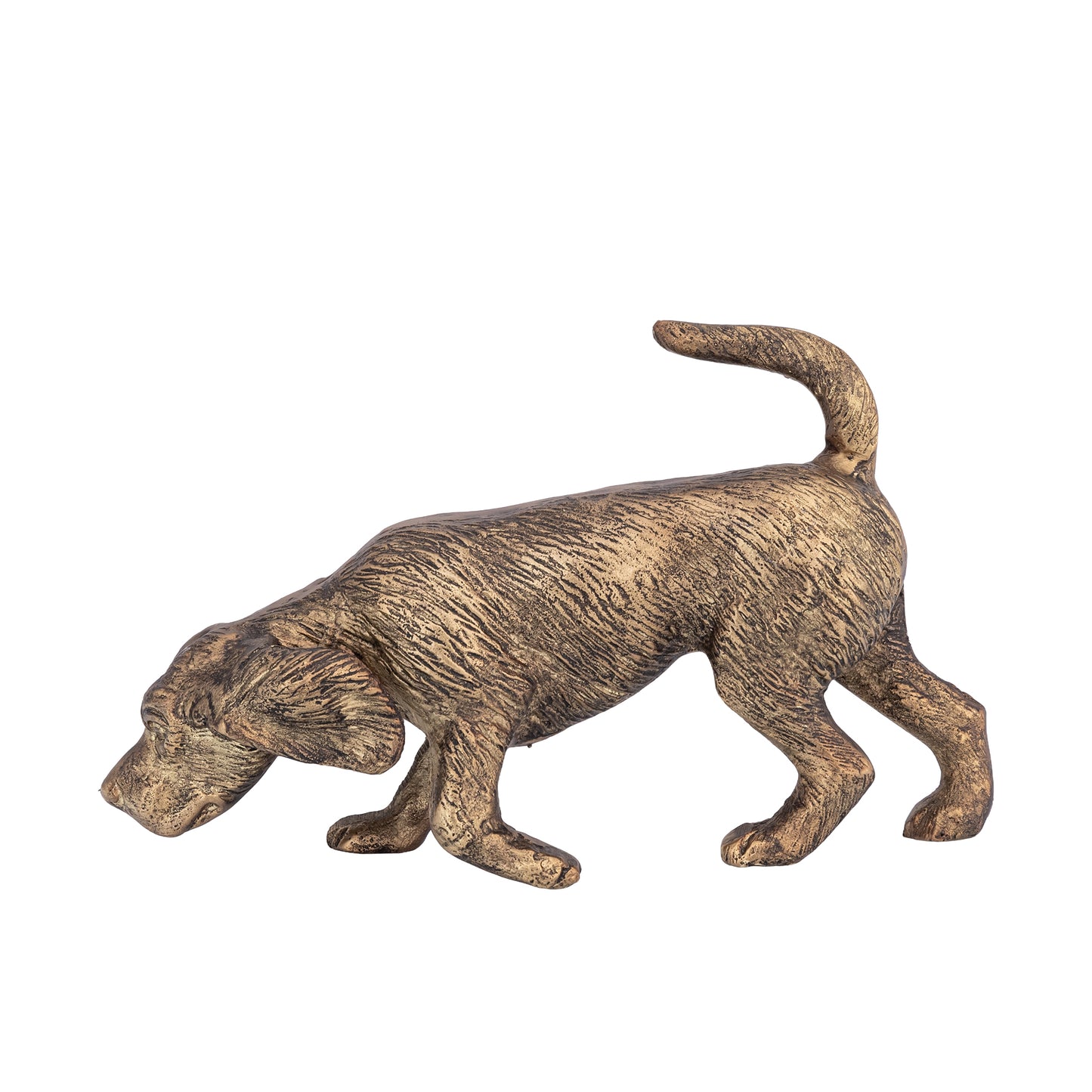 Sniffing Dog Statue Antique Brass Finish | Milo