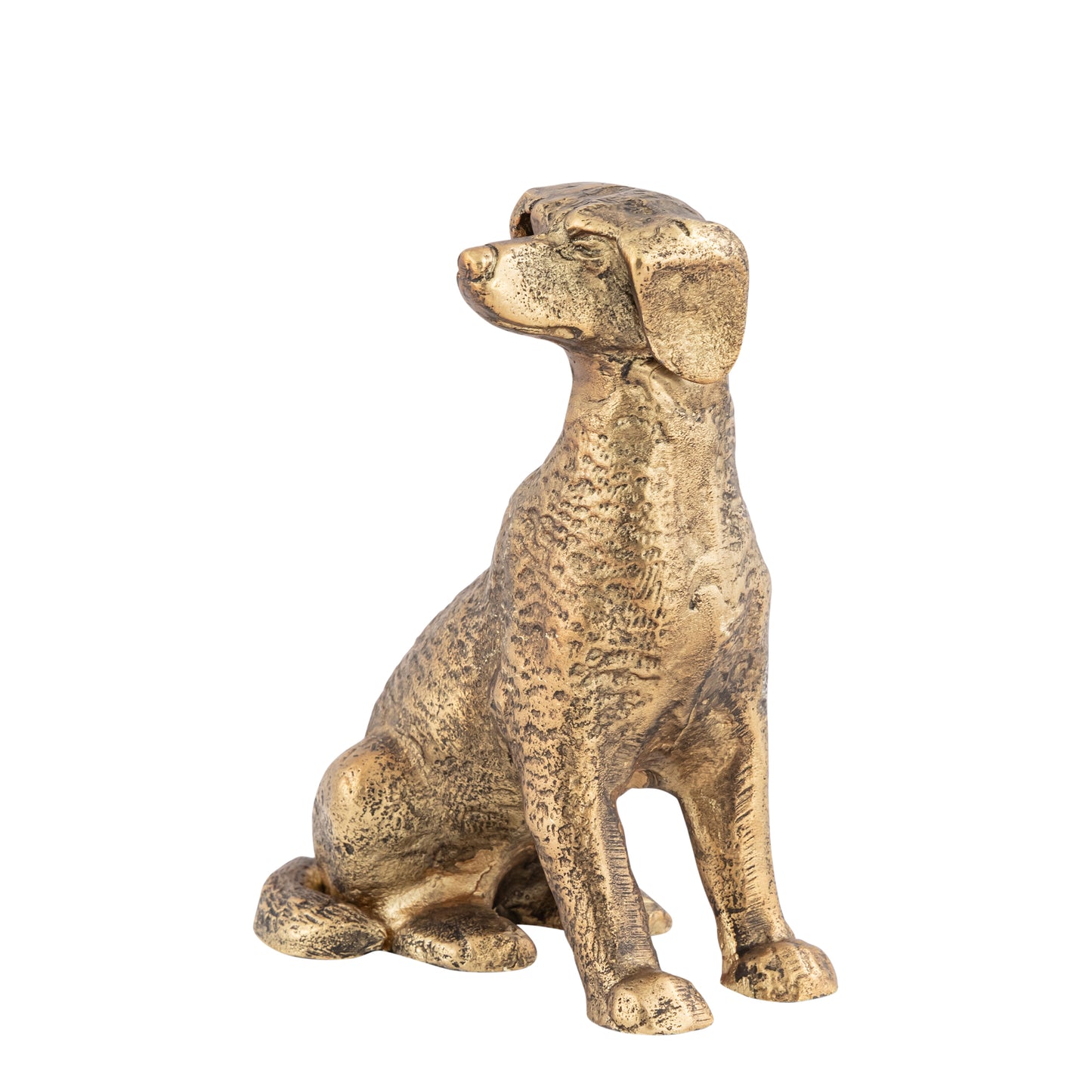 Ziggy Sitting Dog Statuette Antique Brass Finish