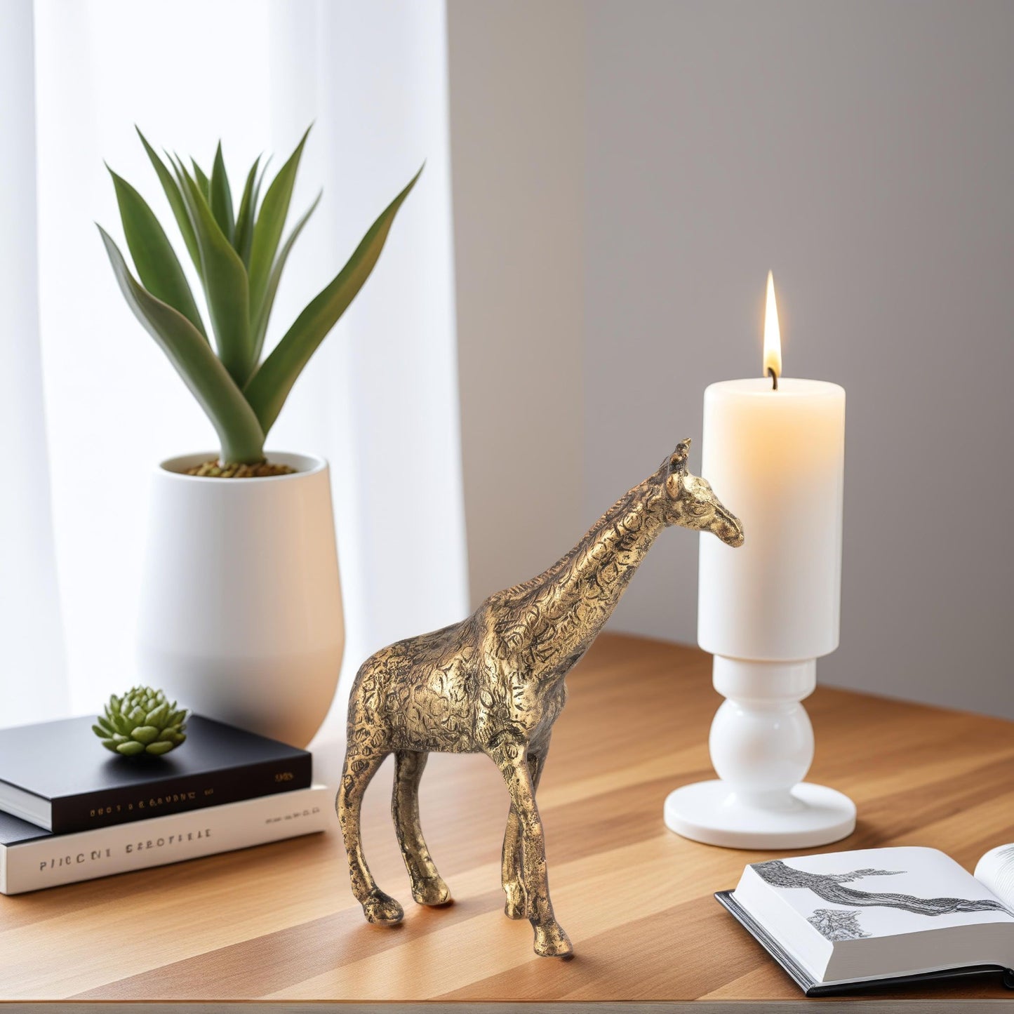 Jumbo Giraffe Object Antique Brass Finish