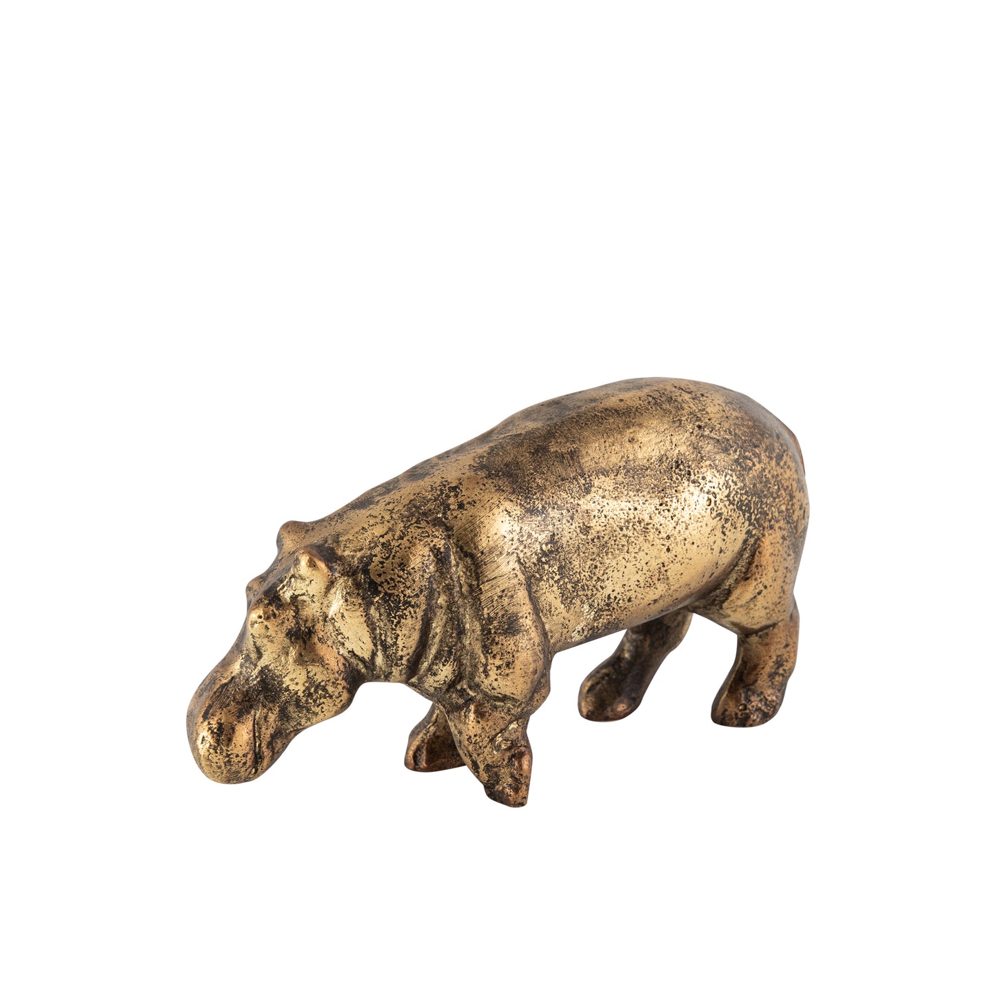 Hippopotamus Statue Antique Brass Finish – Elegant Decorative Ornament | Bubbles – Serene Living