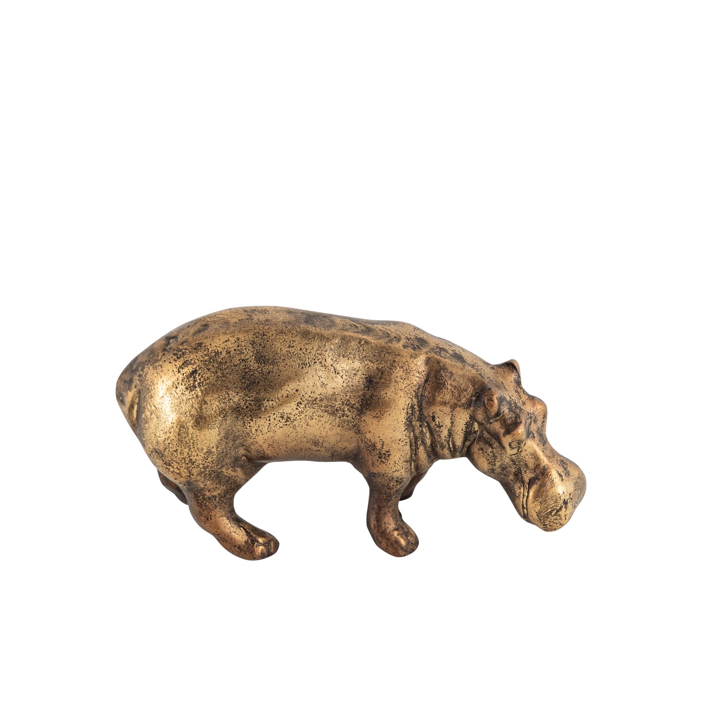 Bubbles Hippo Object Antique Brass Finish