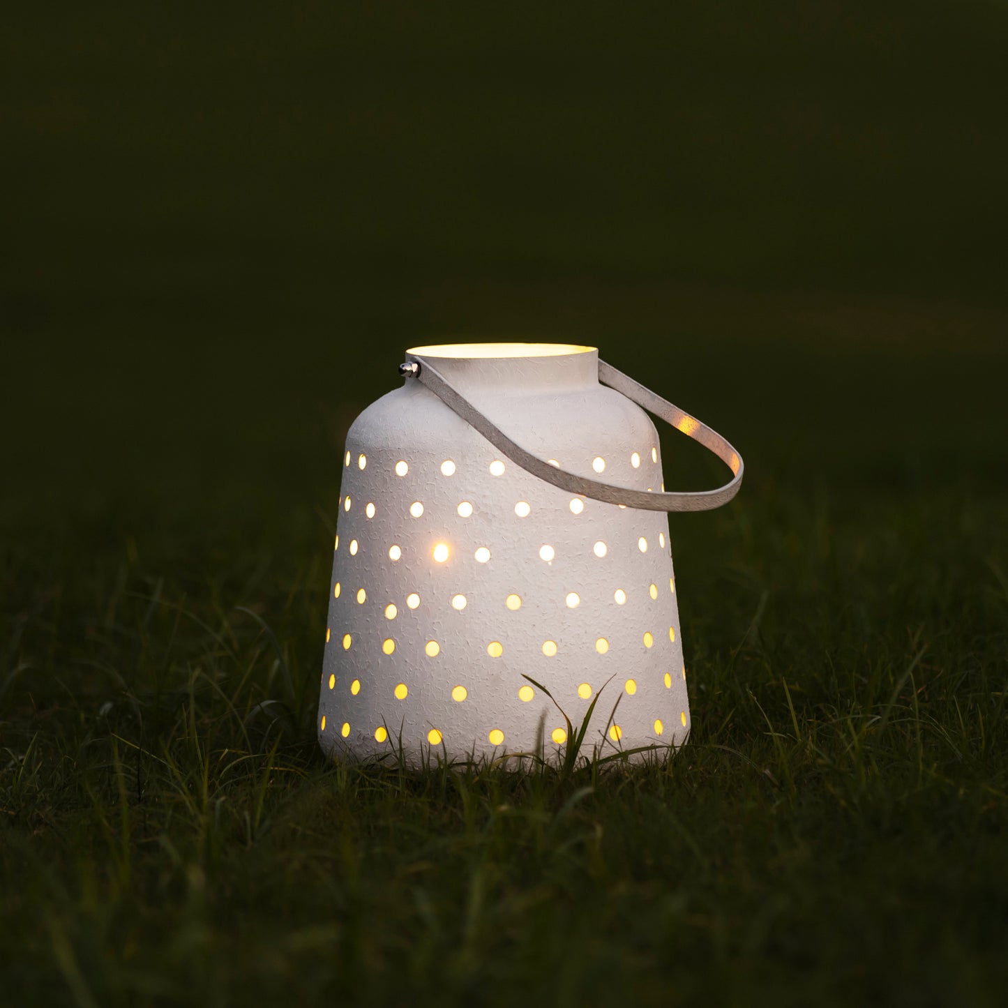 Durham Metal Lantern Candleholder White Textured Finish