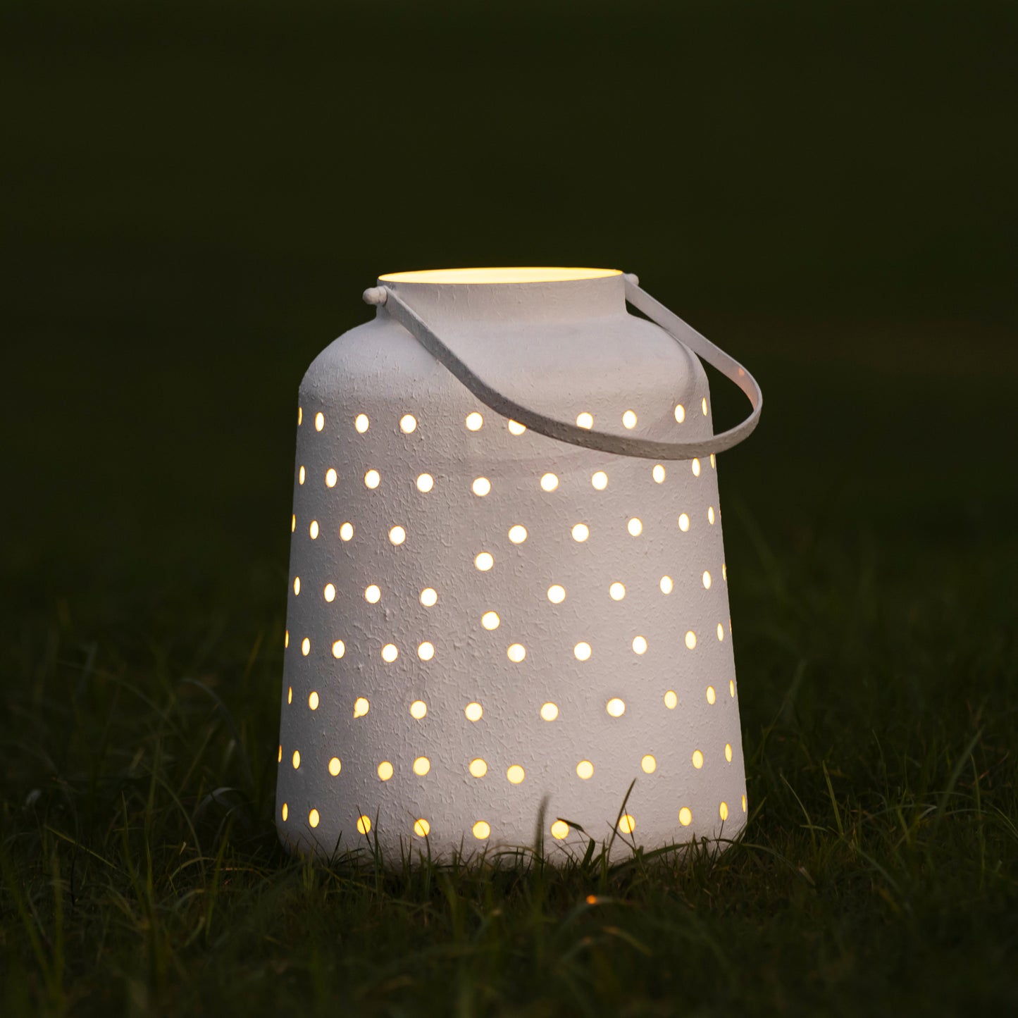 Lincoln Metal Lantern Candleholder White Textured Finish