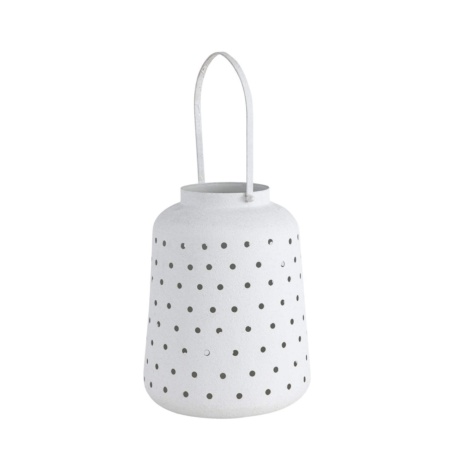 Lincoln Metal Lantern Candleholder White Textured Finish