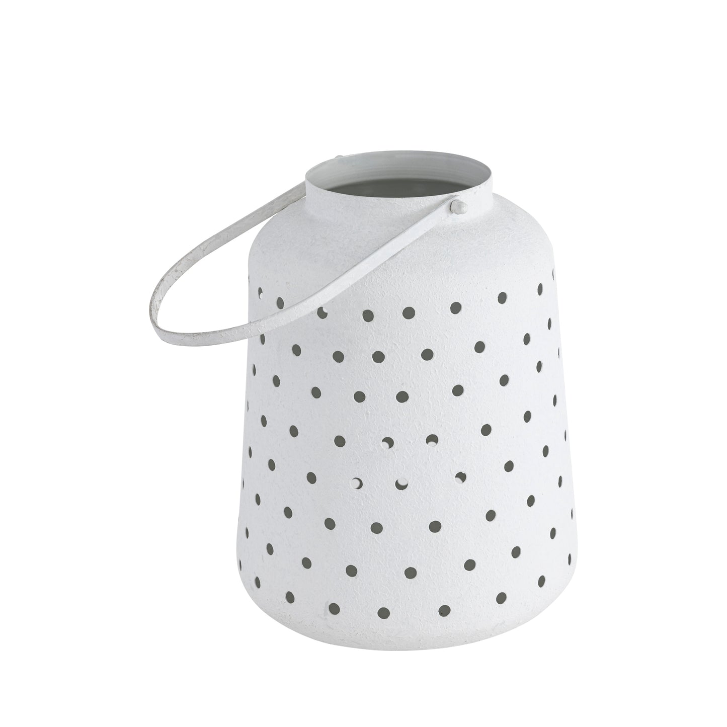 Lincoln Metal Lantern Candleholder White Textured Finish