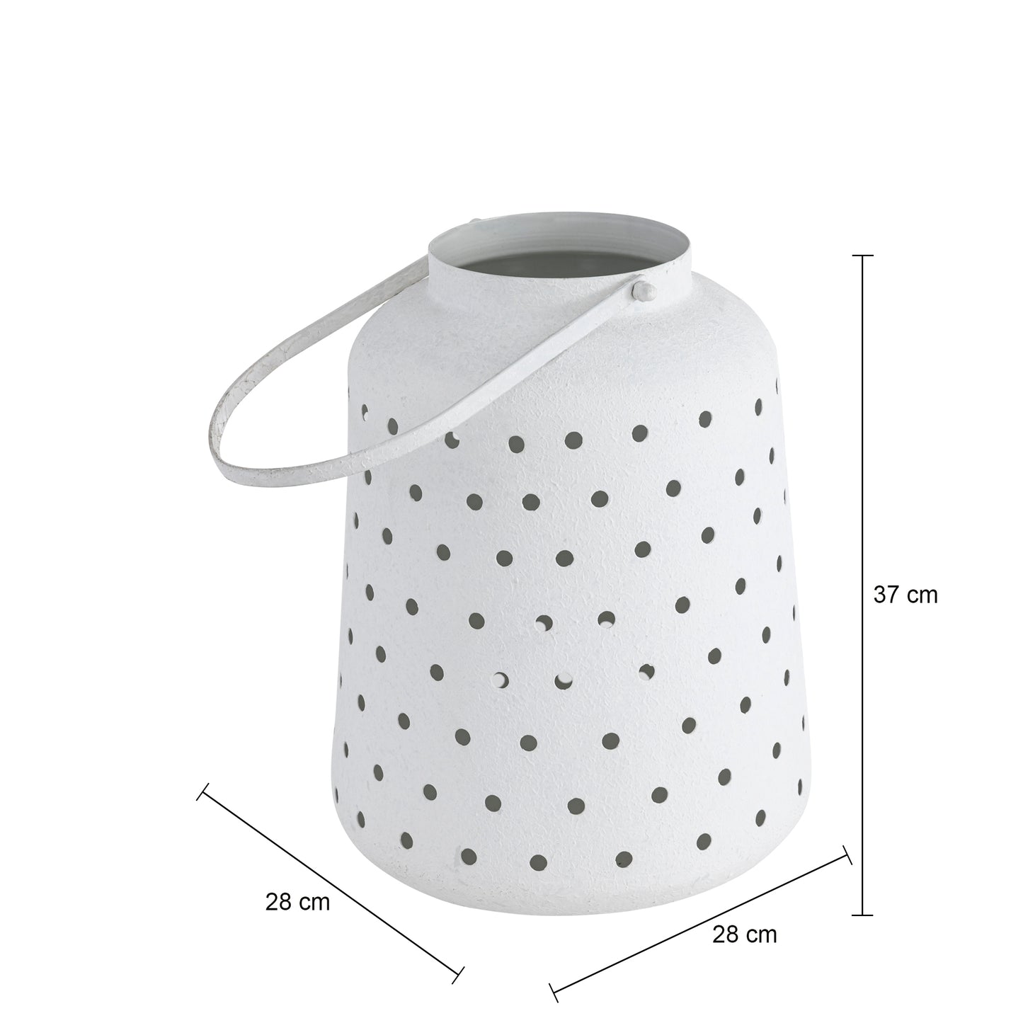 Lincoln Metal Lantern Candleholder White Textured Finish