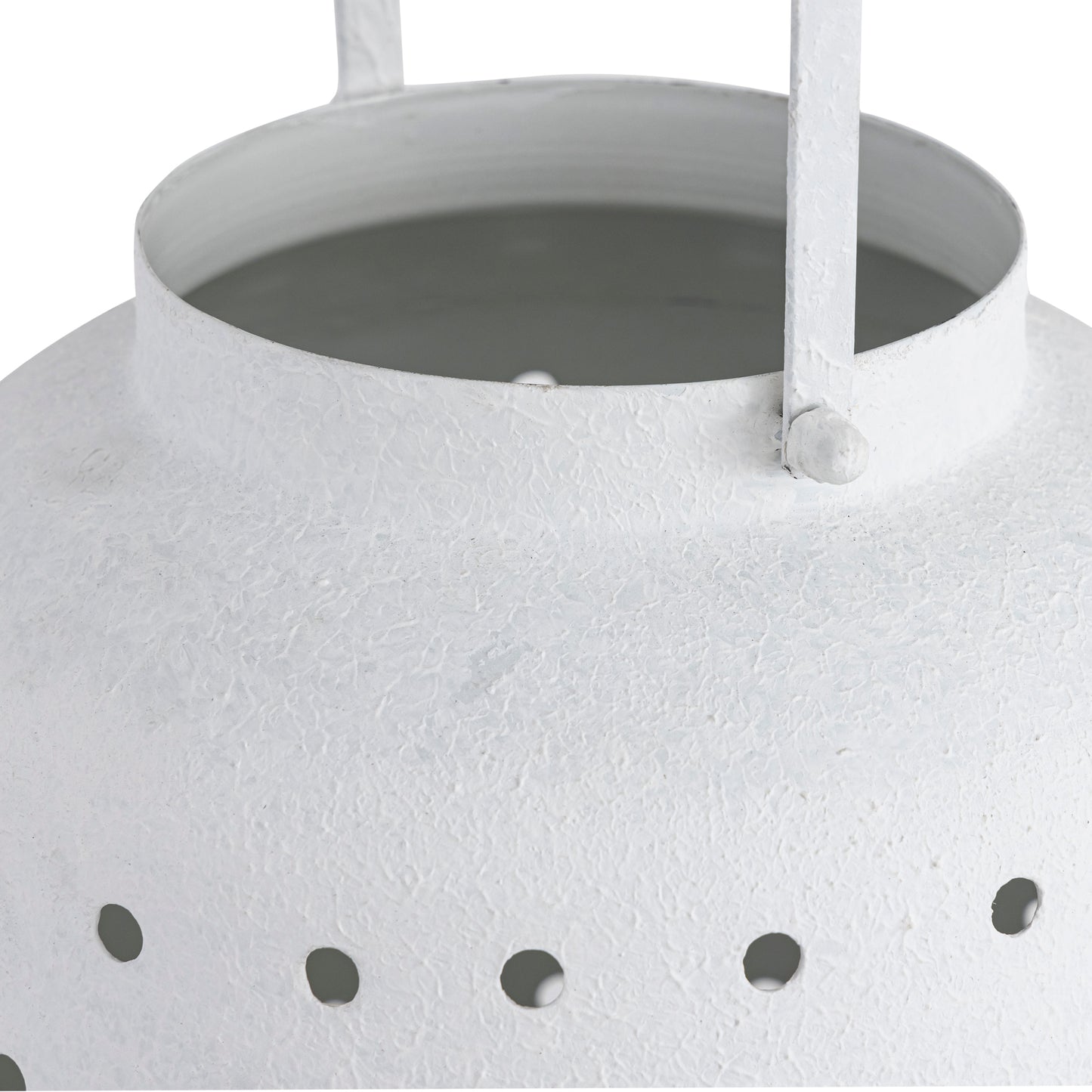 Lincoln Metal Lantern Candleholder White Textured Finish