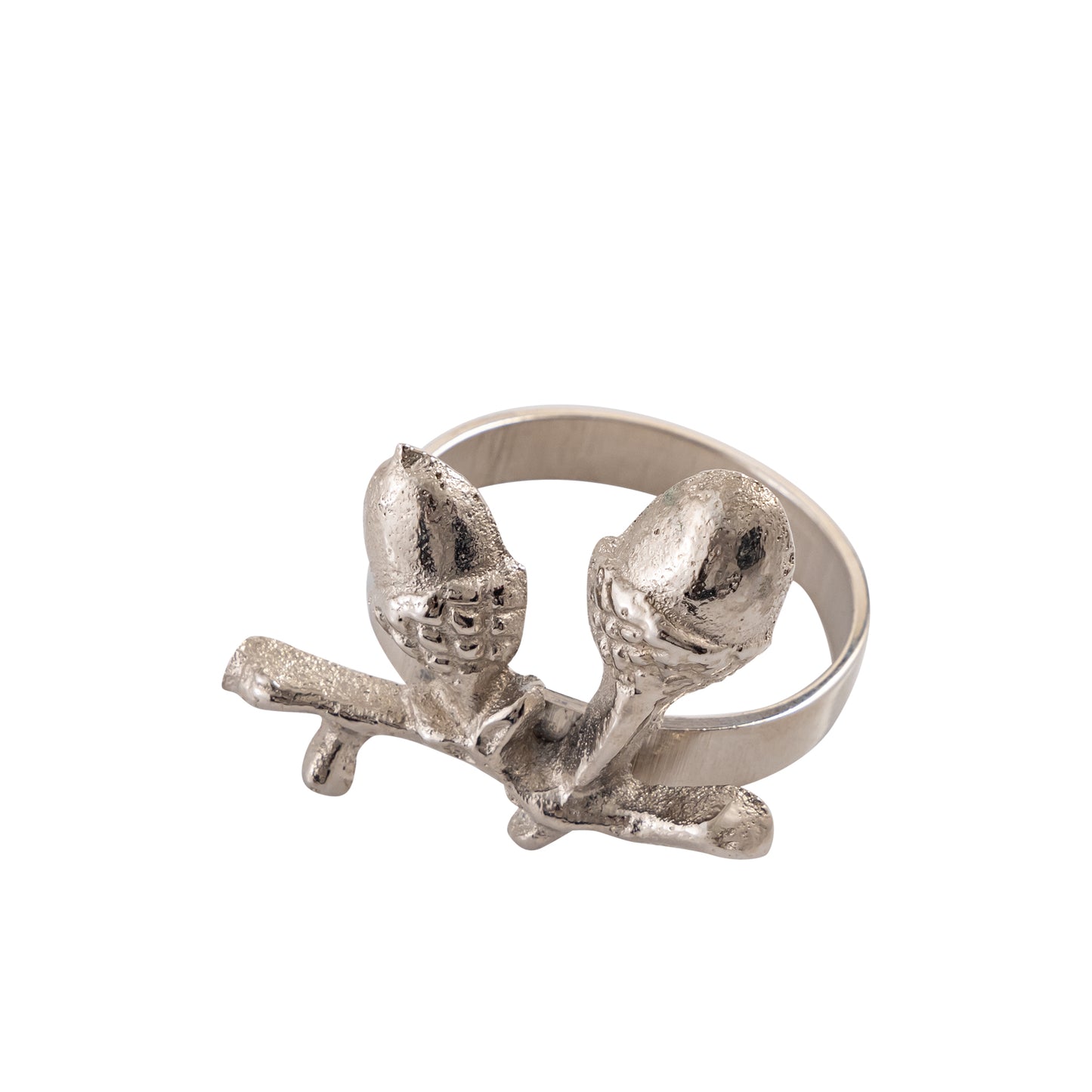 Acorn Metal Napkin Ring Silver Set of 4