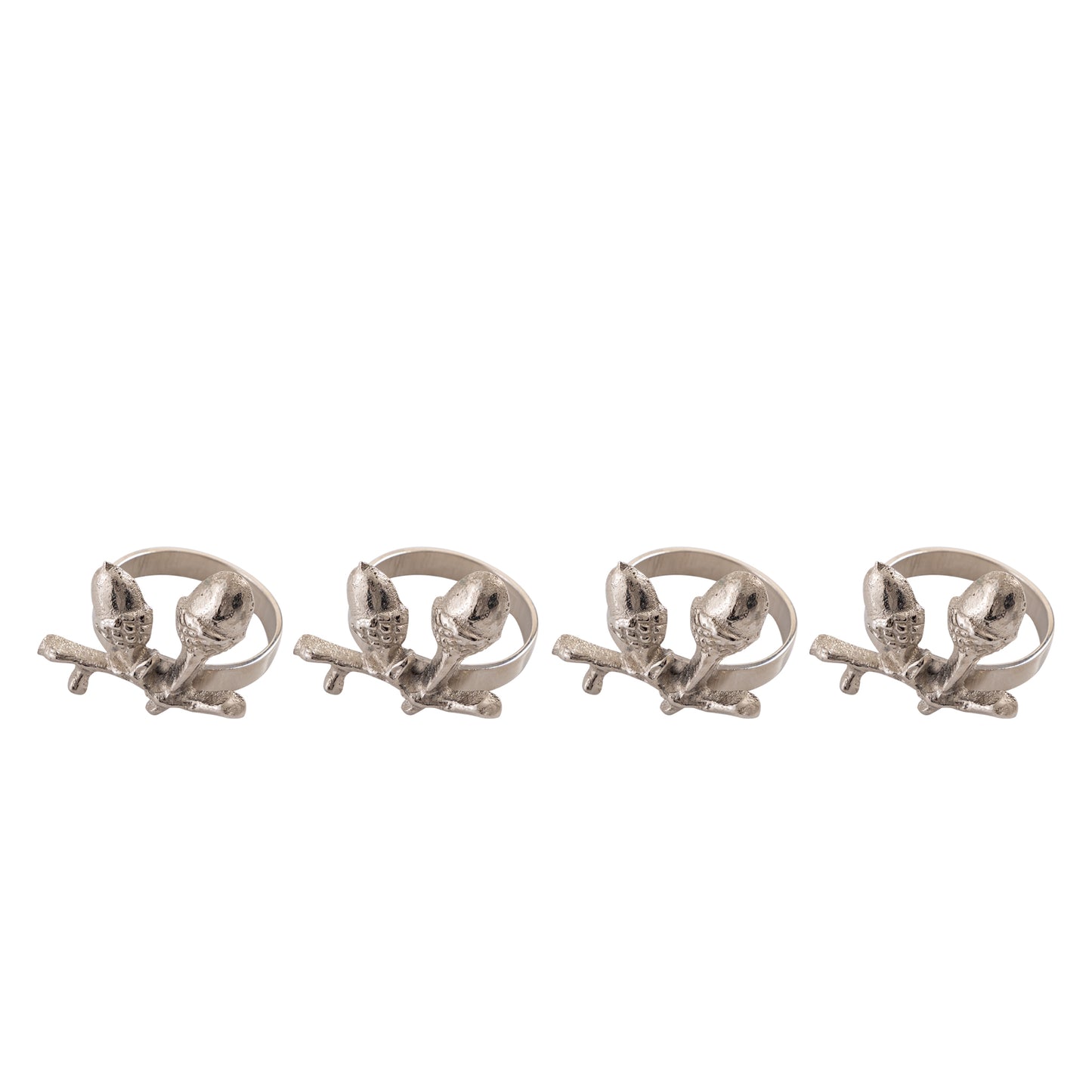 Acorn Metal Napkin Ring Silver Set of 4