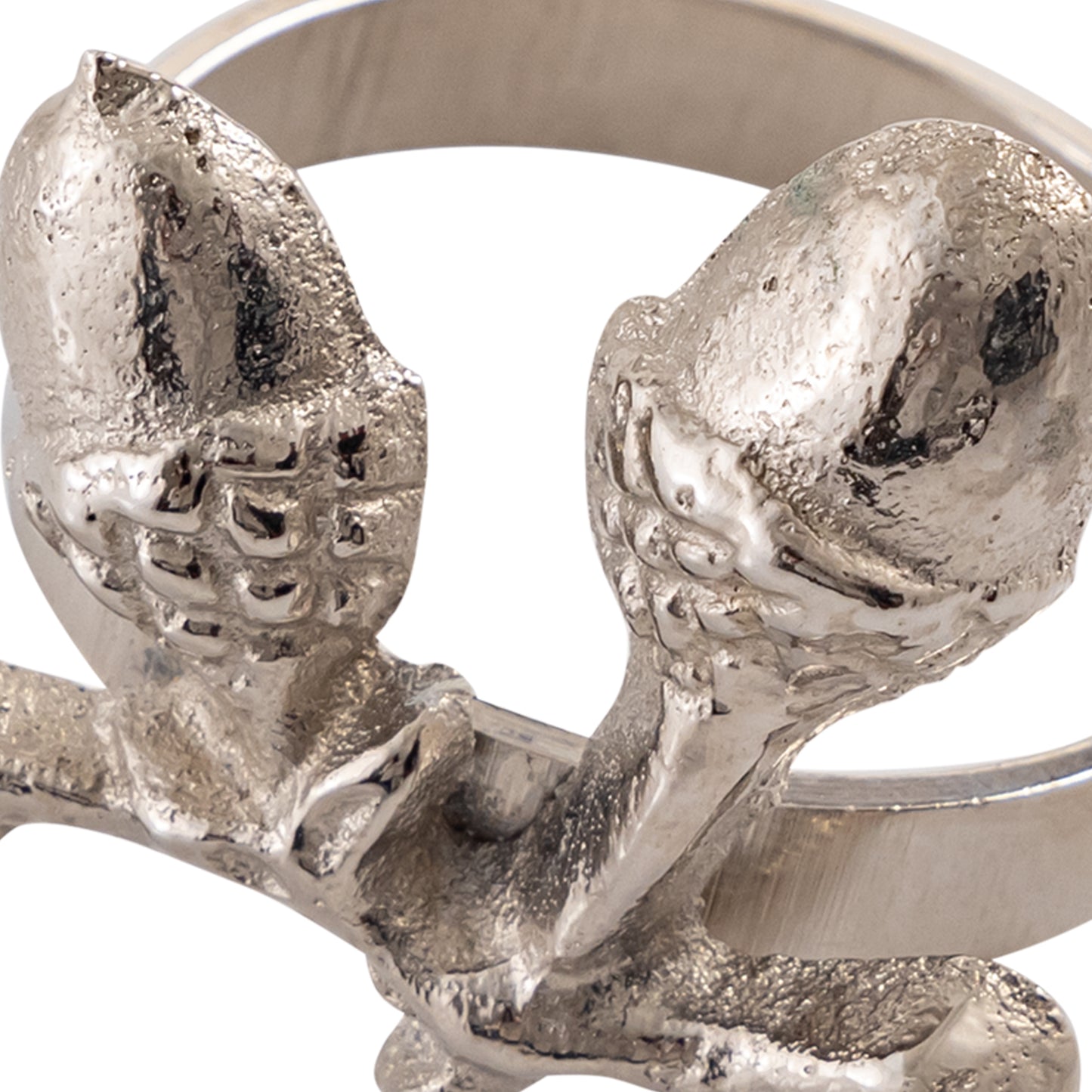 Acorn Metal Napkin Ring Silver Set of 4