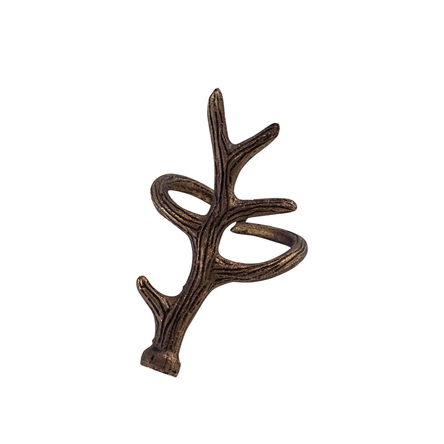 Antler Metal Napkin Ring Antique Brass Set of 4