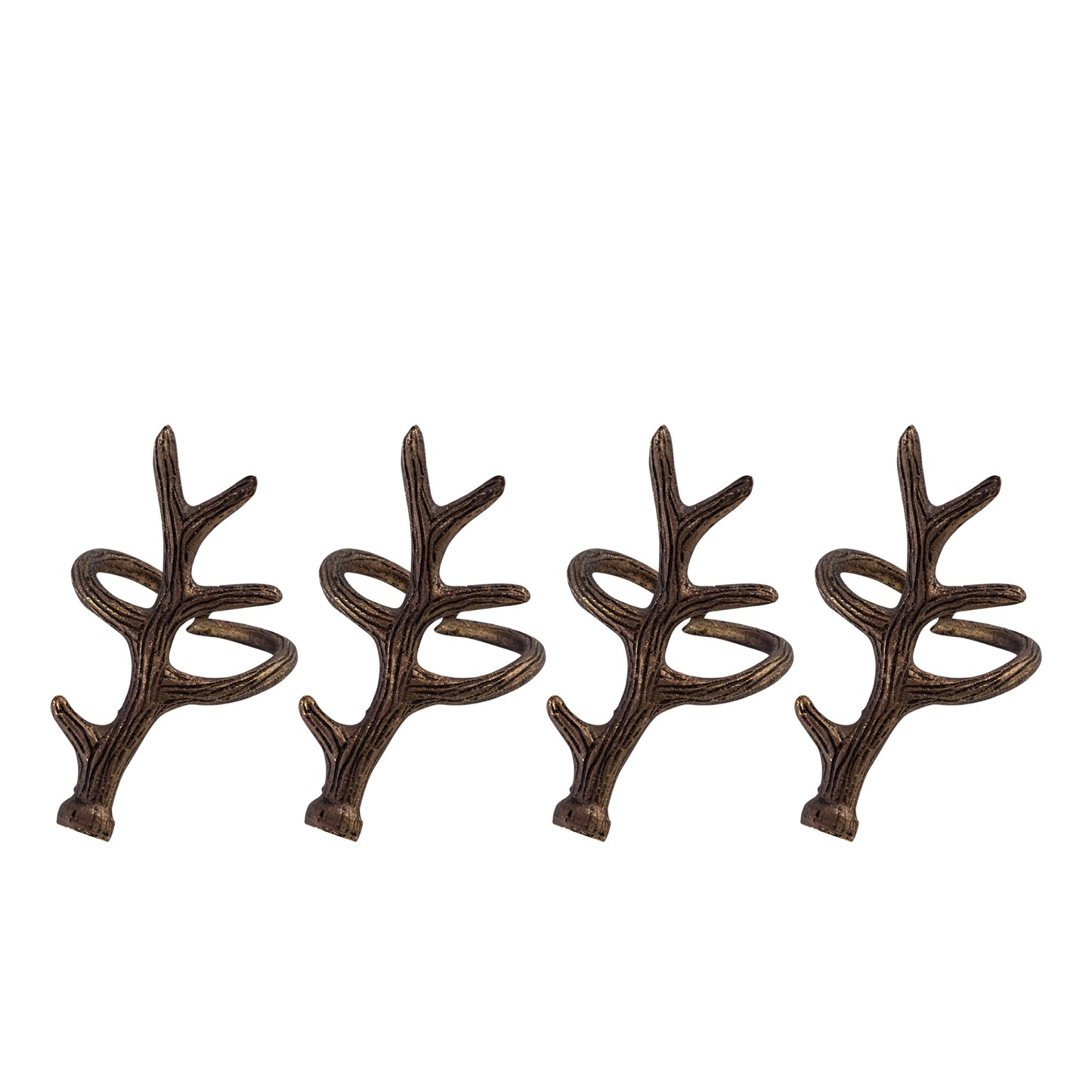 Antler Metal Napkin Ring Antique Brass Set of 4