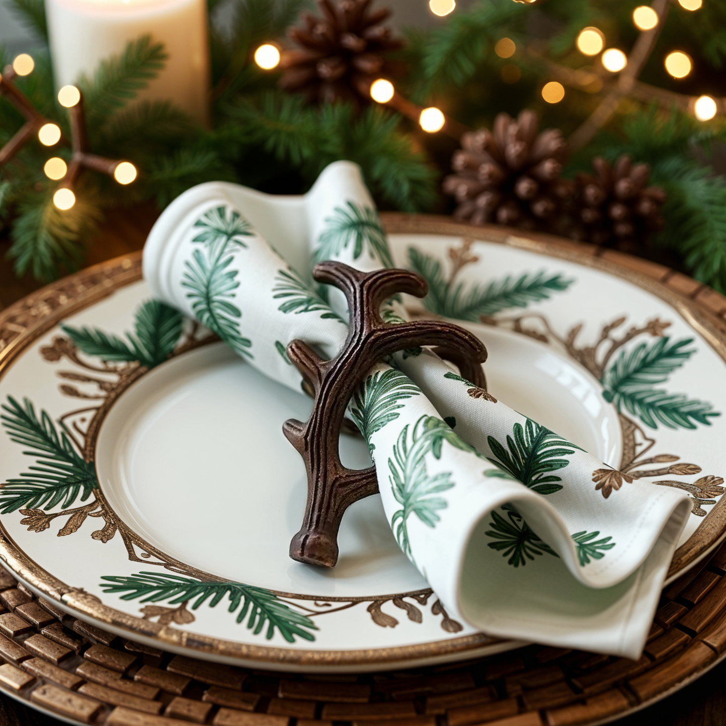 Antler Metal Napkin Ring Antique Brass Set of 4