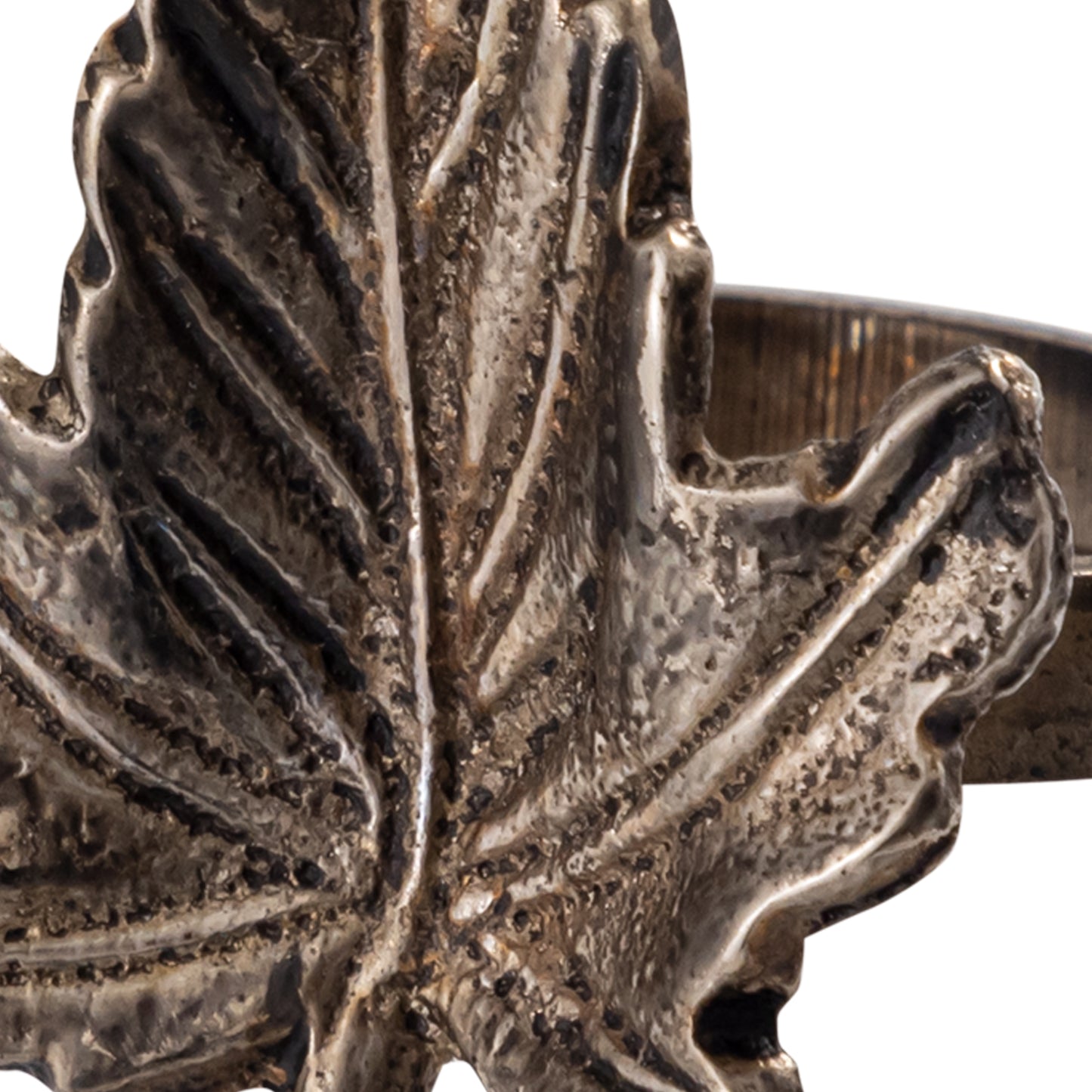 Autumn Maple Leaf Metal Napkin Ring Antique Silver Set of 4