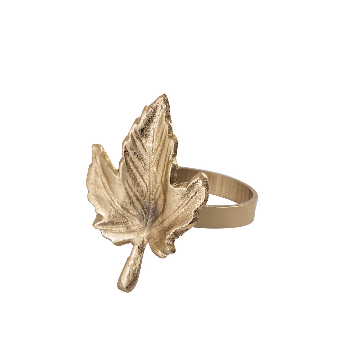Autumn Maple Leaf Metal Napkin Ring Brass Set of 4