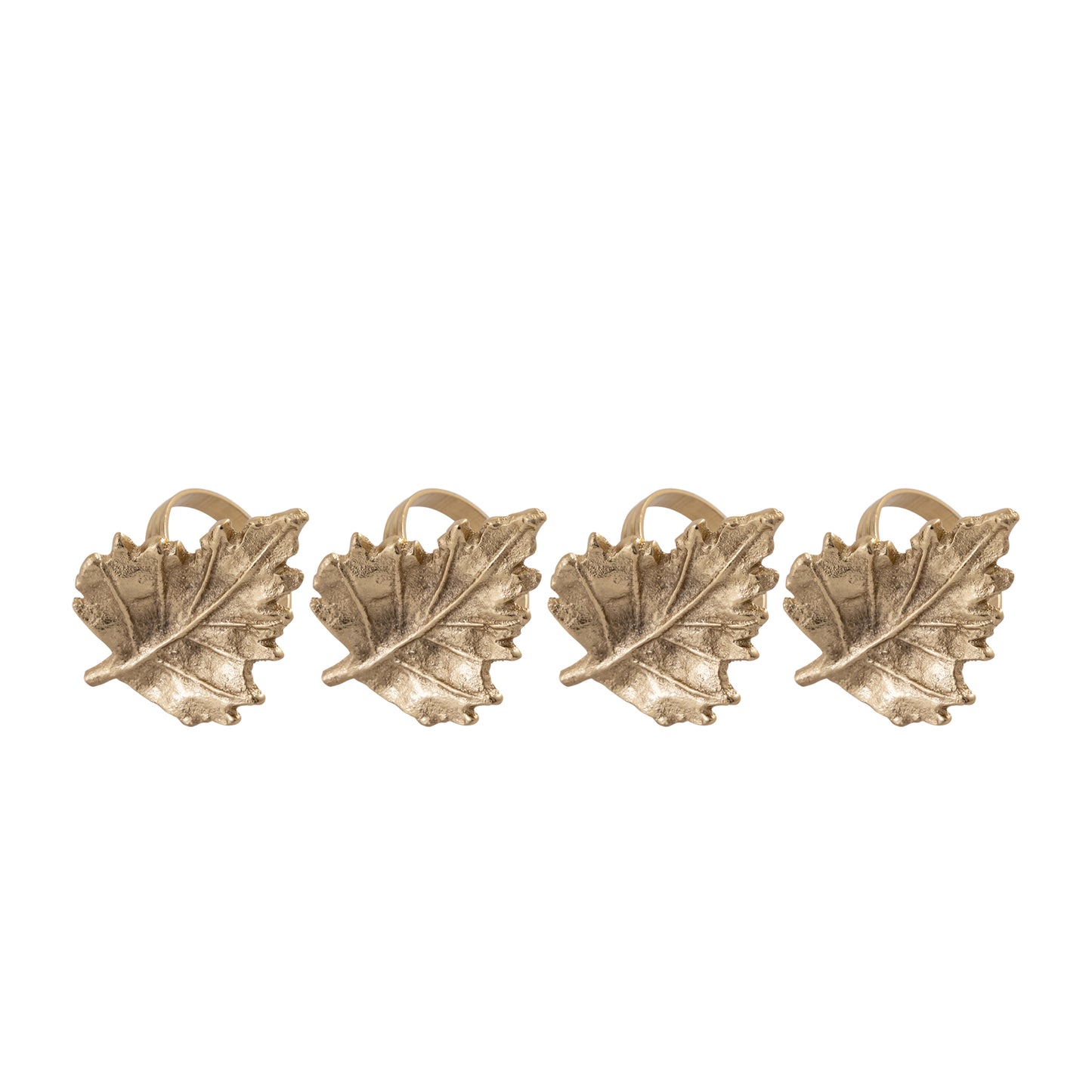 Autumn Maple Leaf Metal Napkin Ring Brass Set of 4
