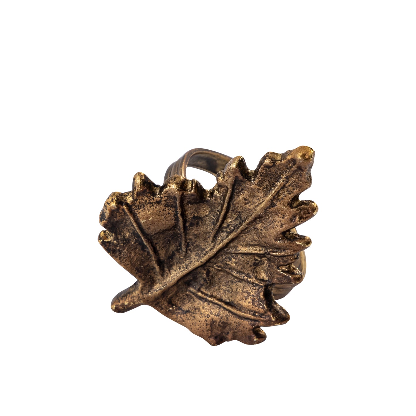 Classic Leaf Metal Napkin Ring Antique Brass Set of 4