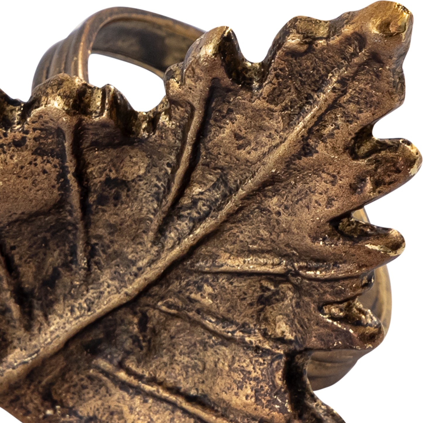 Classic Leaf Metal Napkin Ring Antique Brass Set of 4