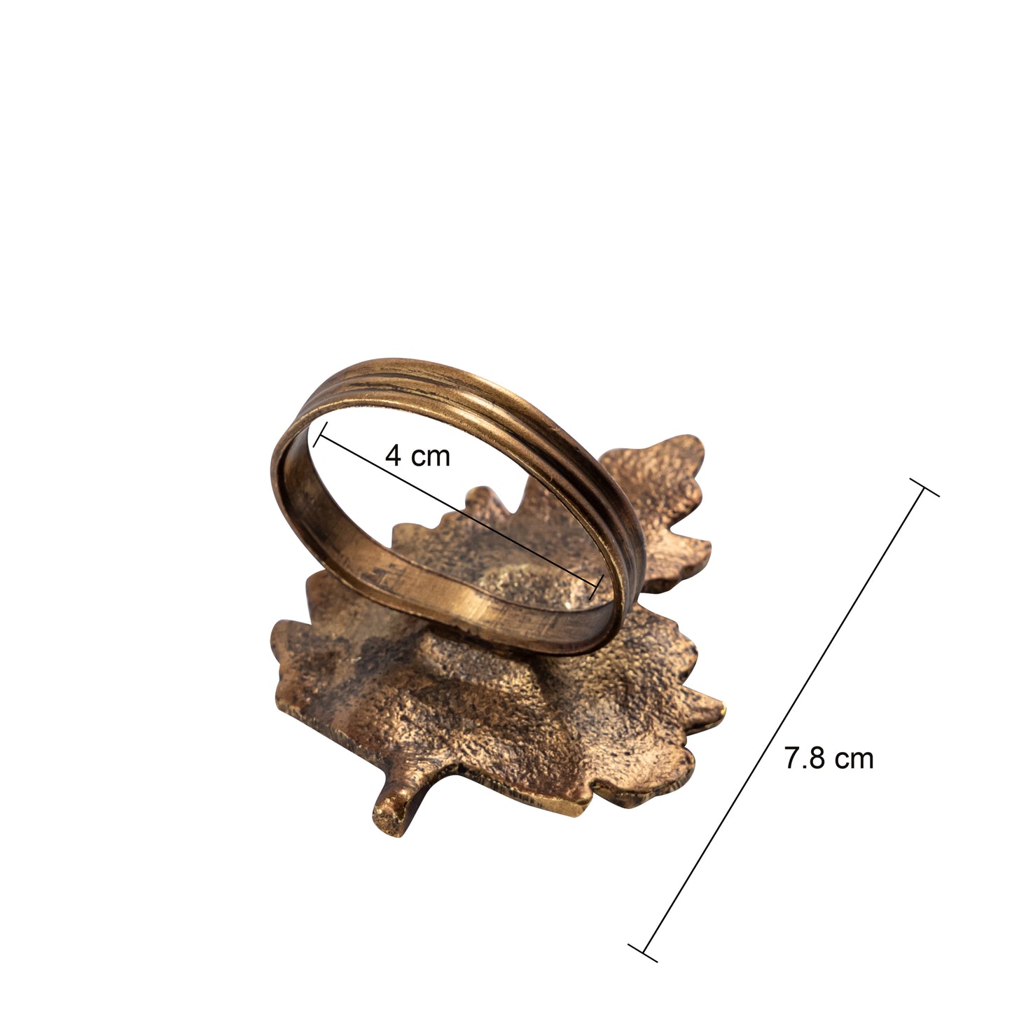 Classic Leaf Metal Napkin Ring Antique Brass Set of 4