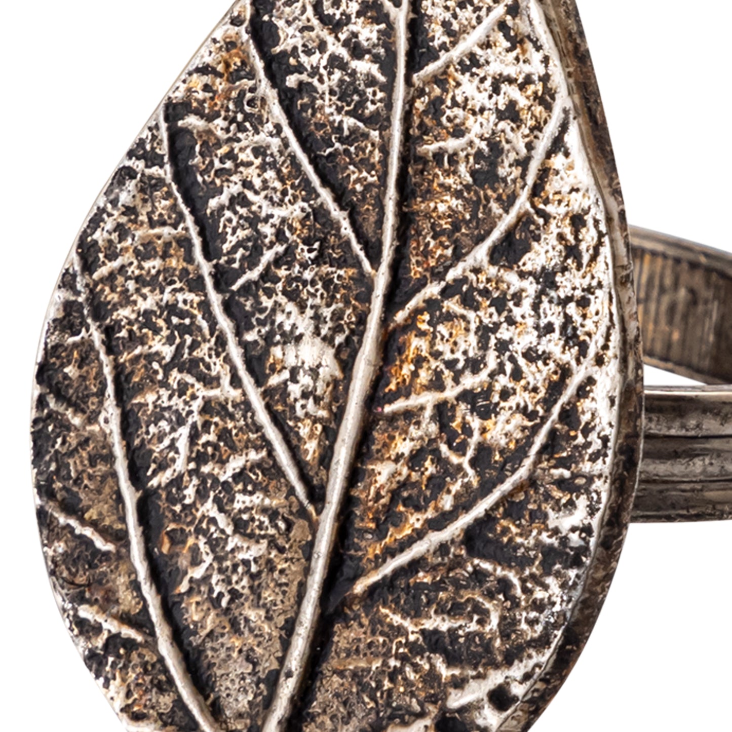 Fall Leaf Metal Napkin Ring Antique Silver Set of 4