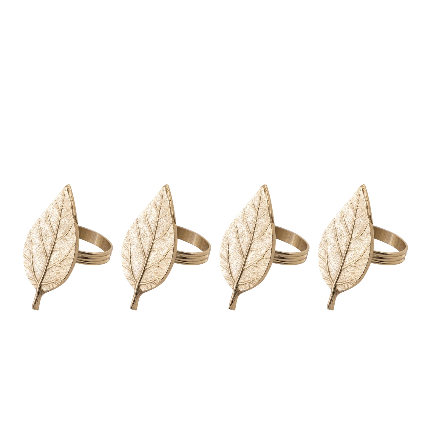 Fall Leaf Metal Napkin Ring Gold Set of 4