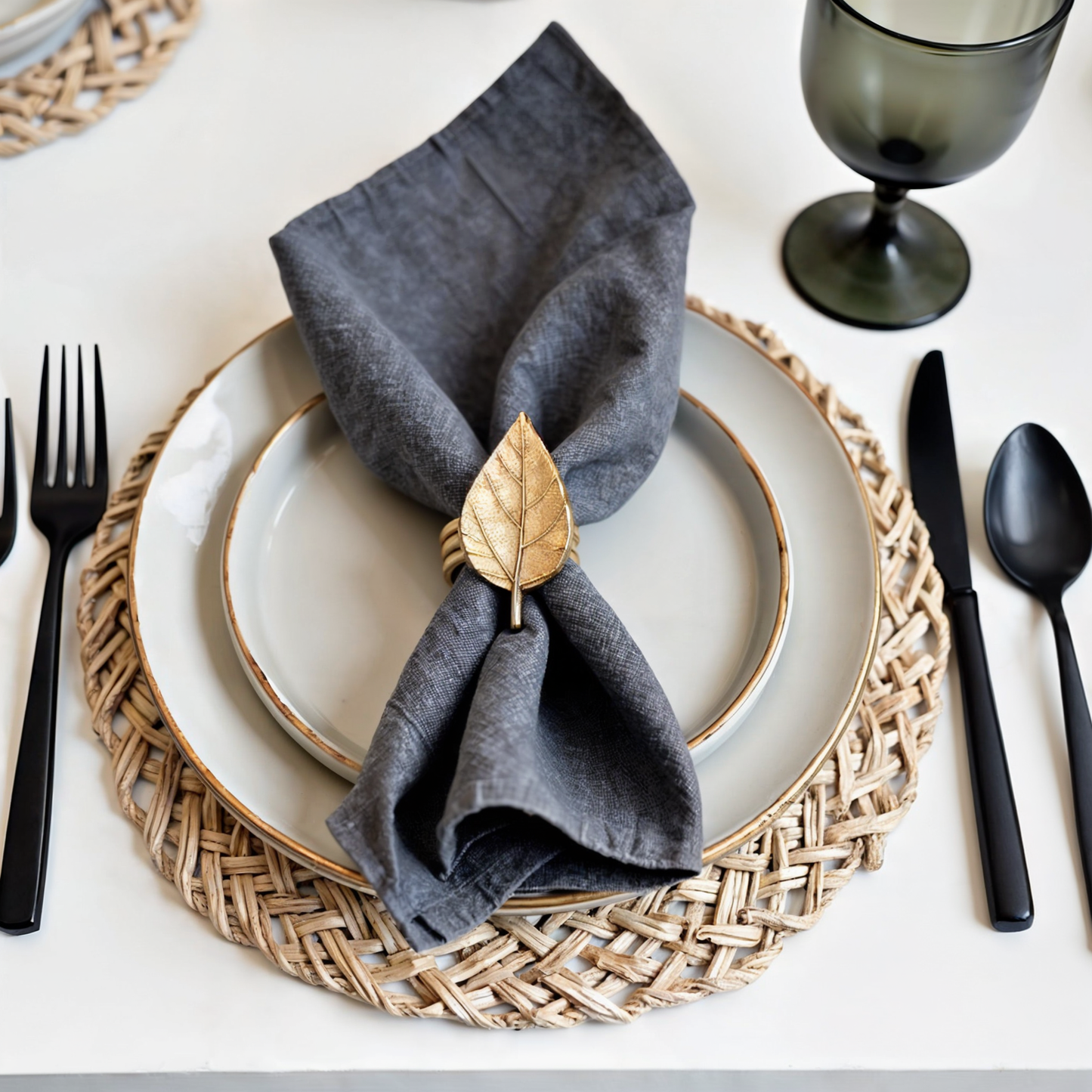 Fall Leaf Metal Napkin Ring Gold Set of 4