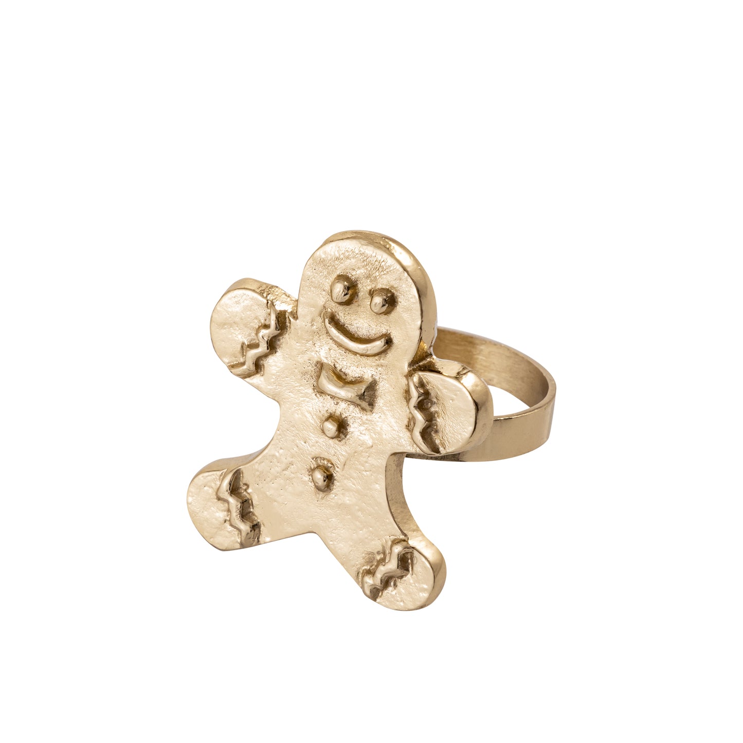 Gingerbread Man Metal Napkin Ring Gold Set of 4