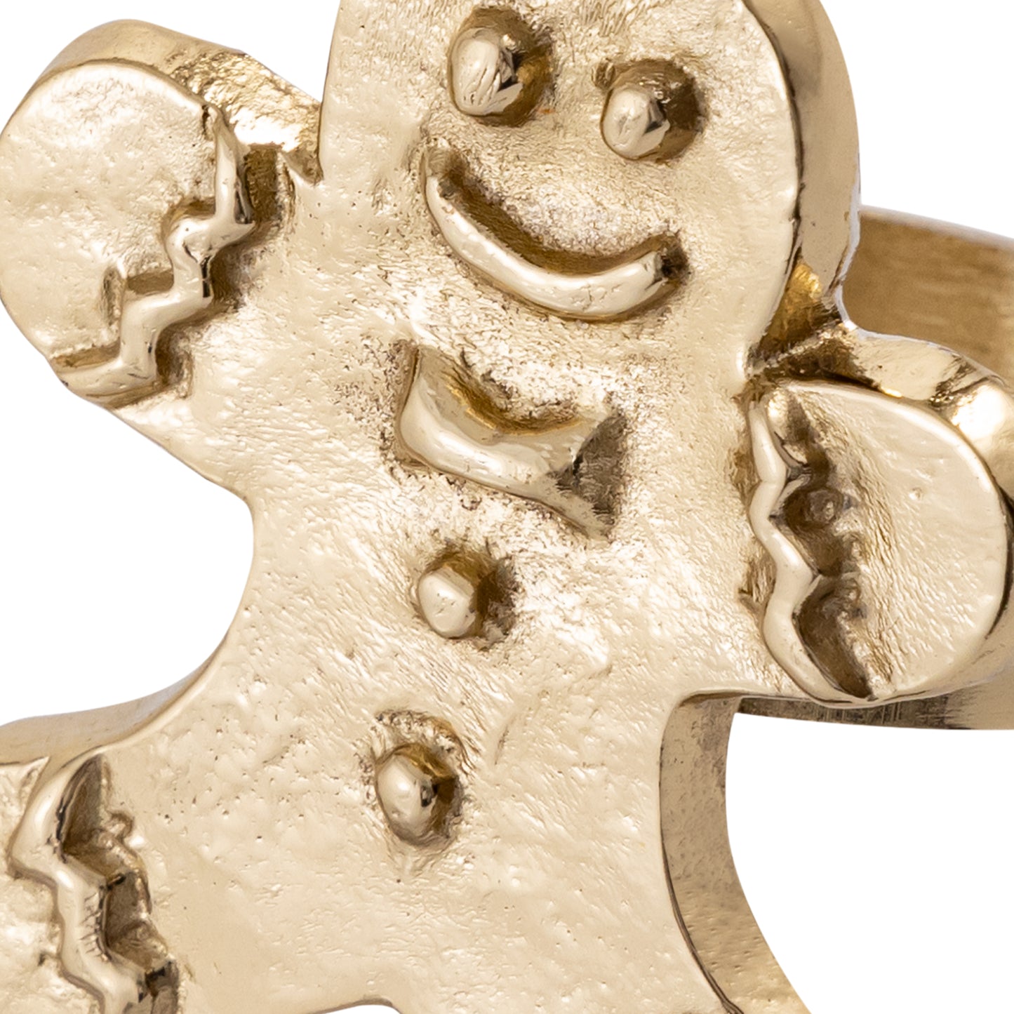 Gingerbread Man Metal Napkin Ring Gold Set of 4