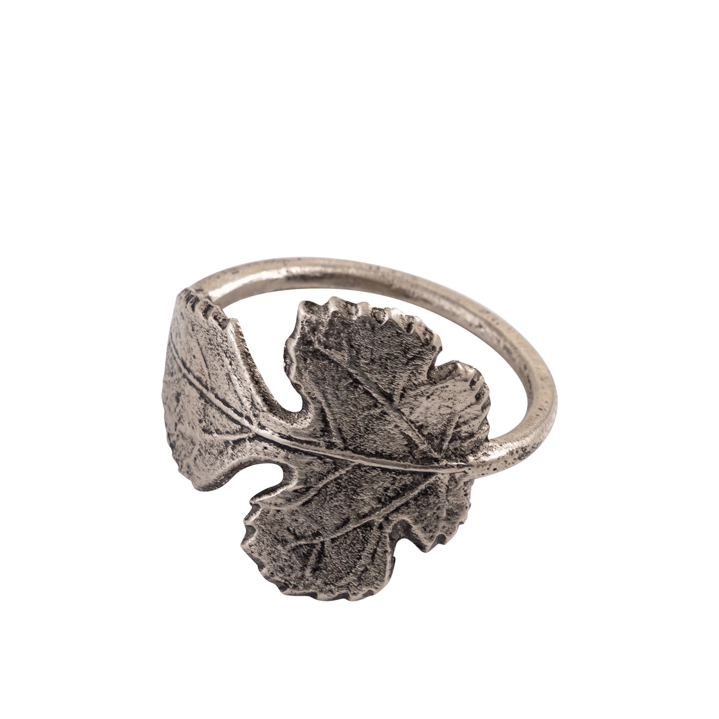 Maple Leaf Metal Napkin Ring Antique Silver Set of 4