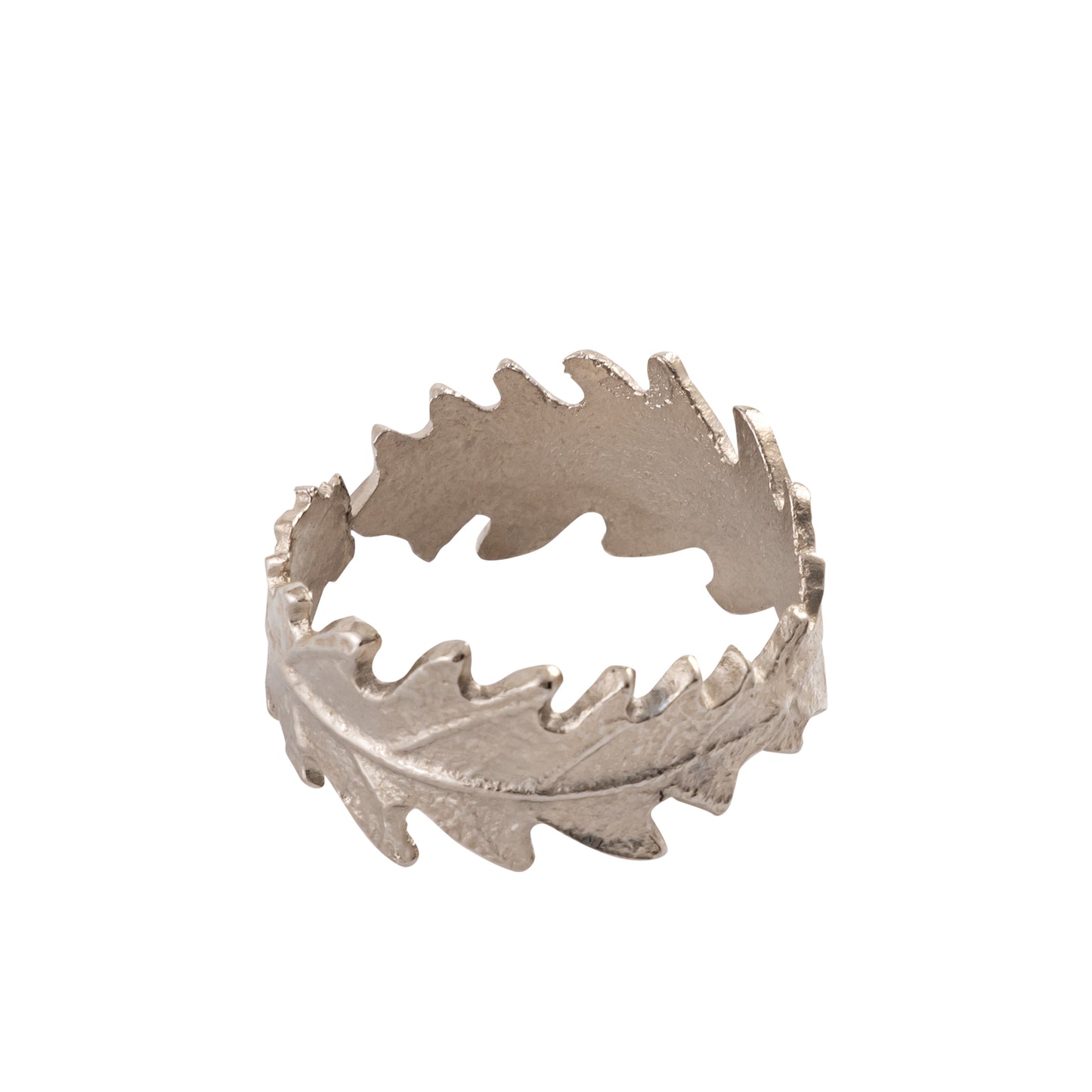 Oak Leaf Metal Napkin Ring Silver Set of 4