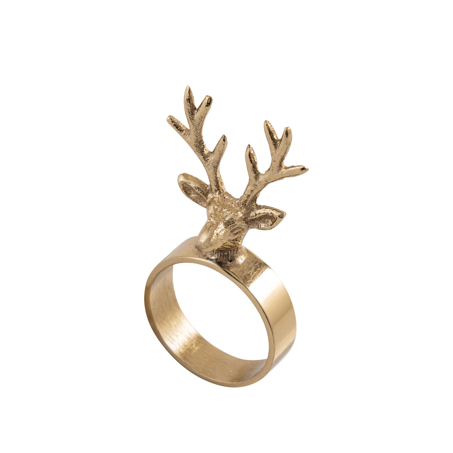 Prancer Reindeer Metal Napkin Ring Gold Set of 4