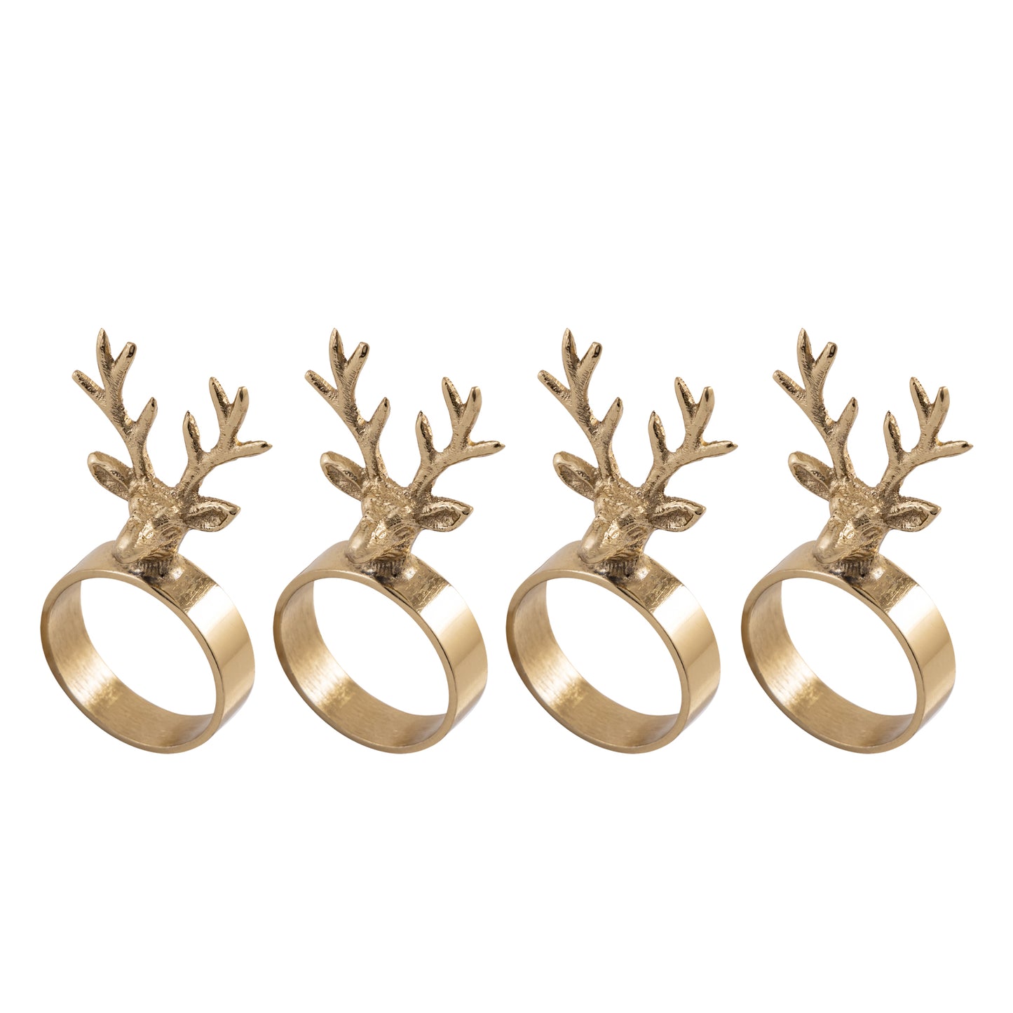 Prancer Reindeer Metal Napkin Ring Gold Set of 4