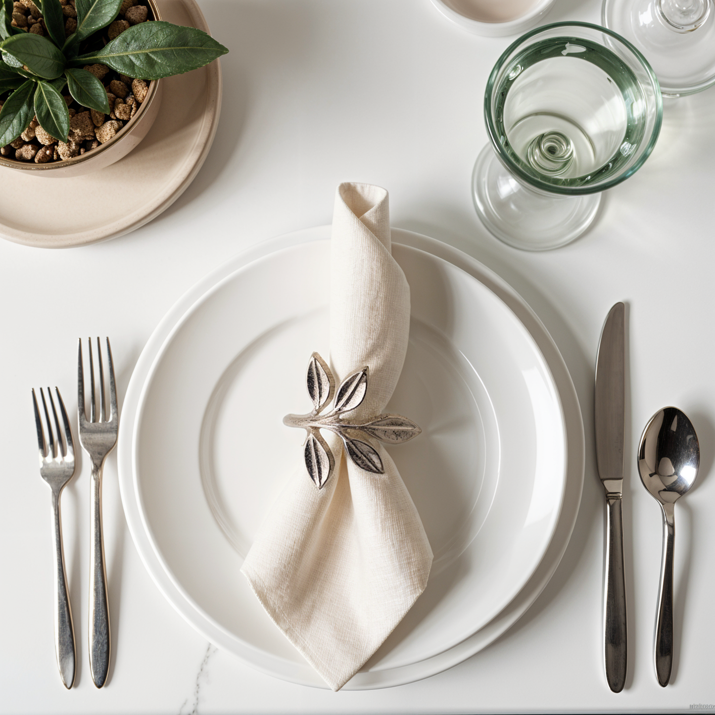 Rosemary Metal Napkin Ring Silver Set of 4