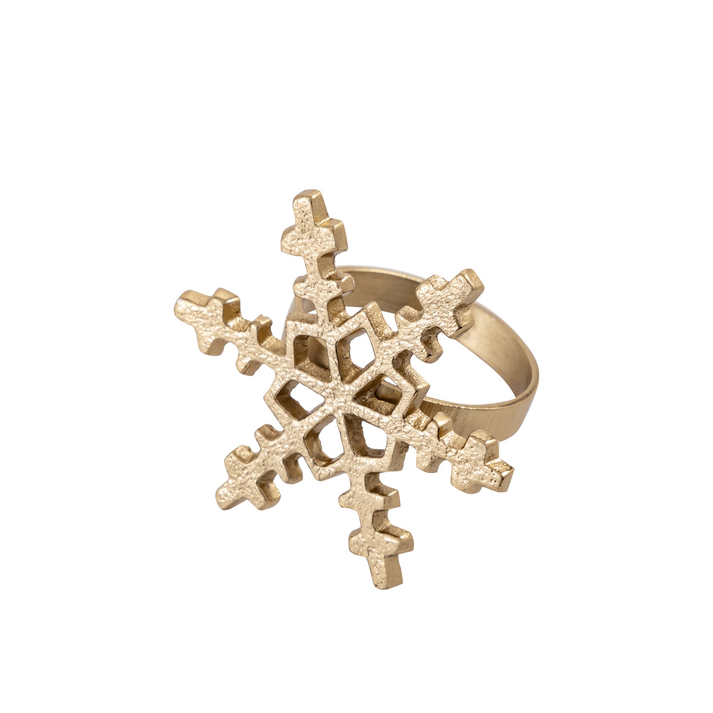 Snowflake Metal Napkin Ring Gold Set of 4