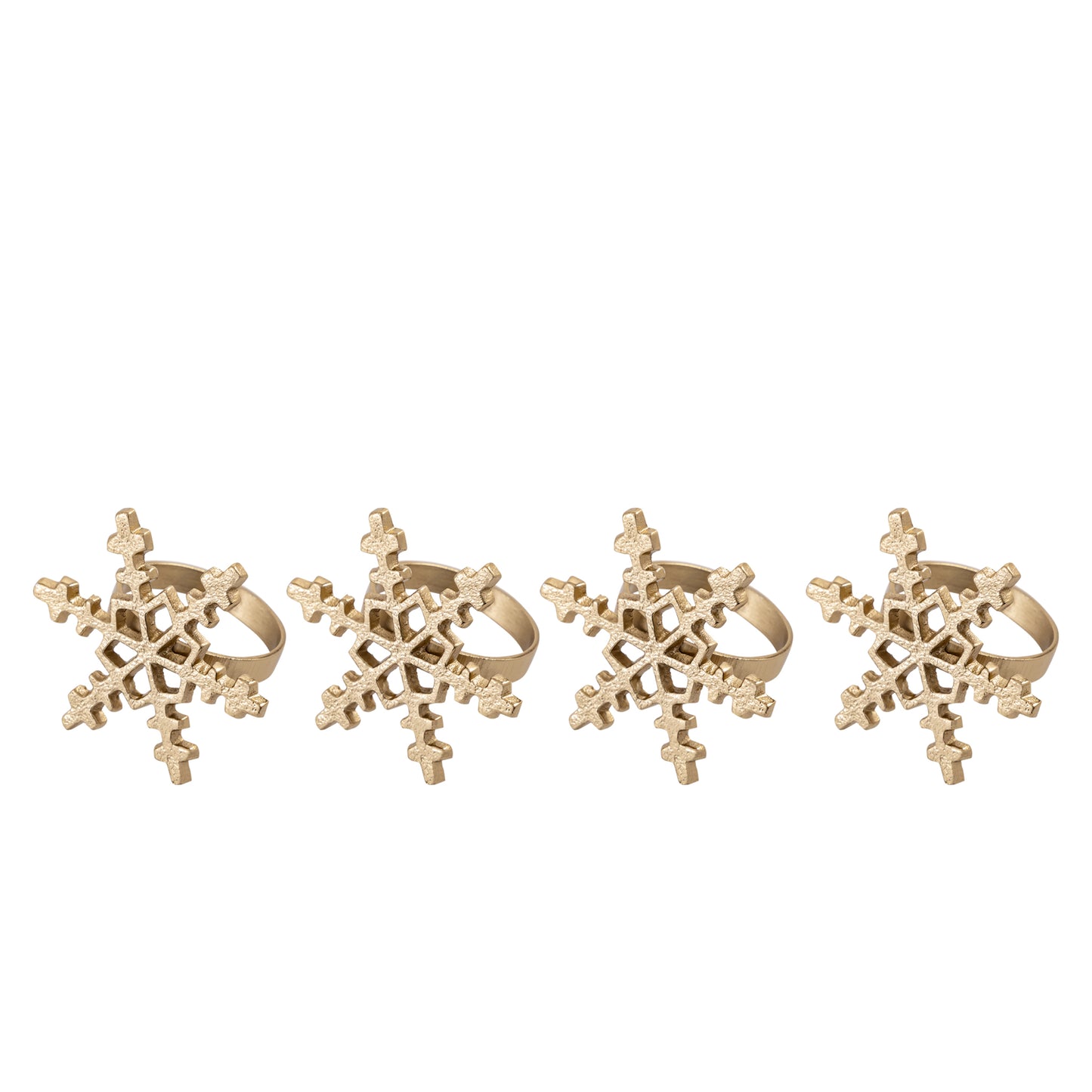 Snowflake Metal Napkin Ring Gold Set of 4