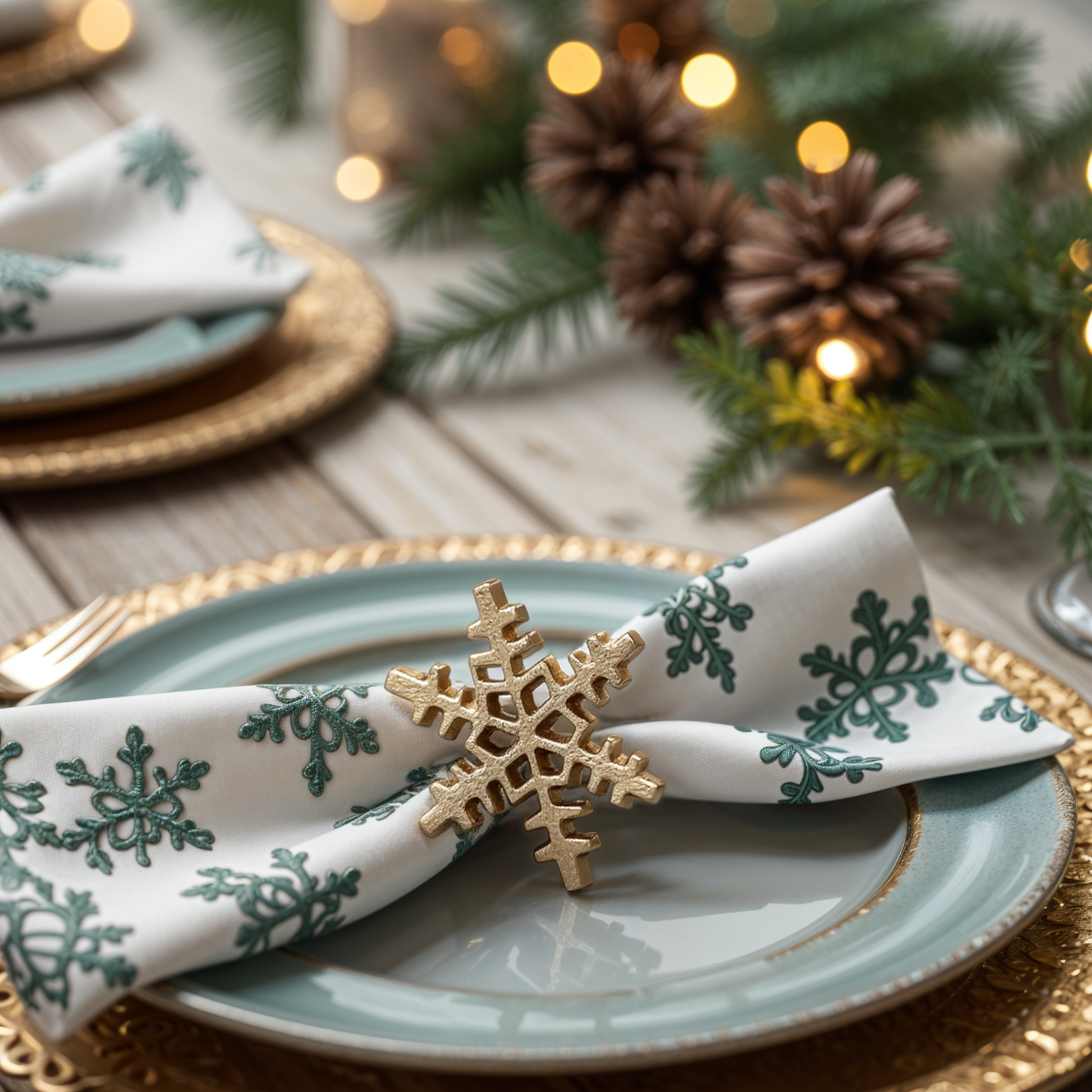 Snowflake Metal Napkin Ring Gold Set of 4
